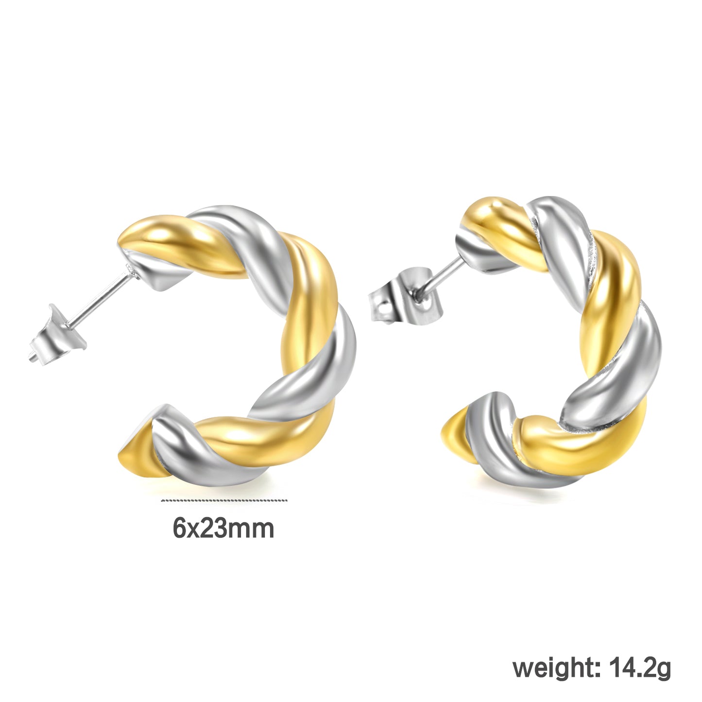Bulk Two Tone Twisted Earrings Versatile Style