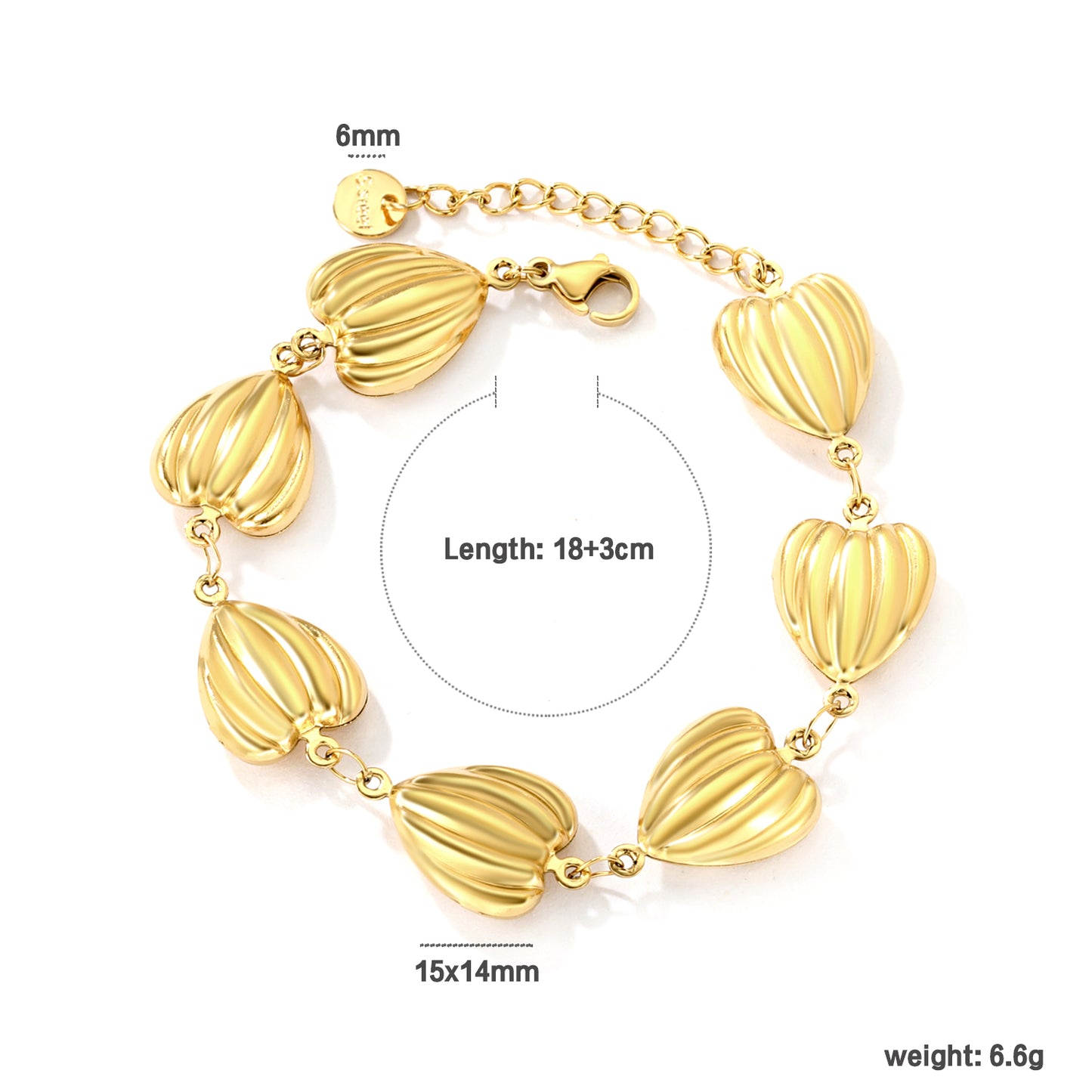 Wholesale 18K Gold Plated Lantern Bead Bracelet Vertical Fluting Vintage Industrial Light Luxury
