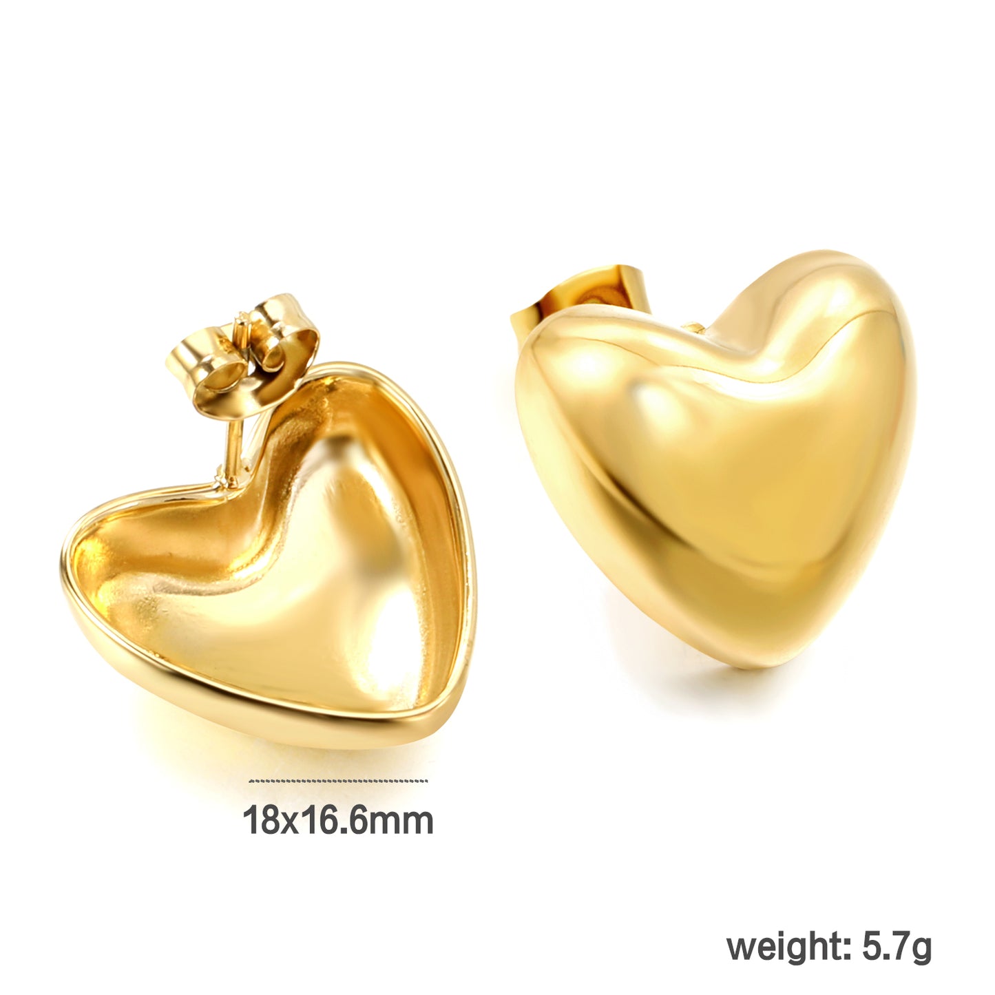 Bulk Stainless Steel Smooth Heart Earrings Pure Design