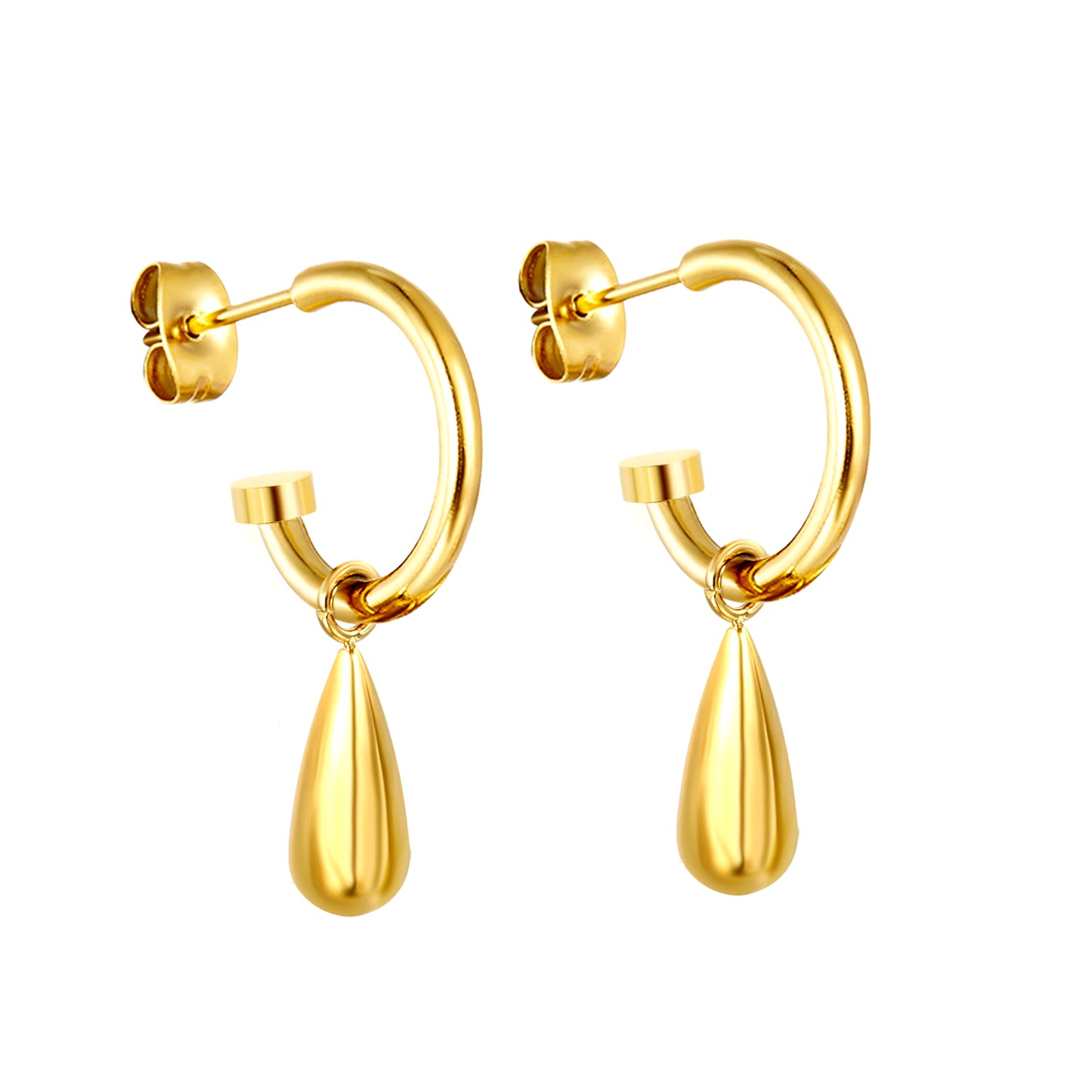 Wholesale Stainless Steel Elegant C-Shaped Teardrop Earrings