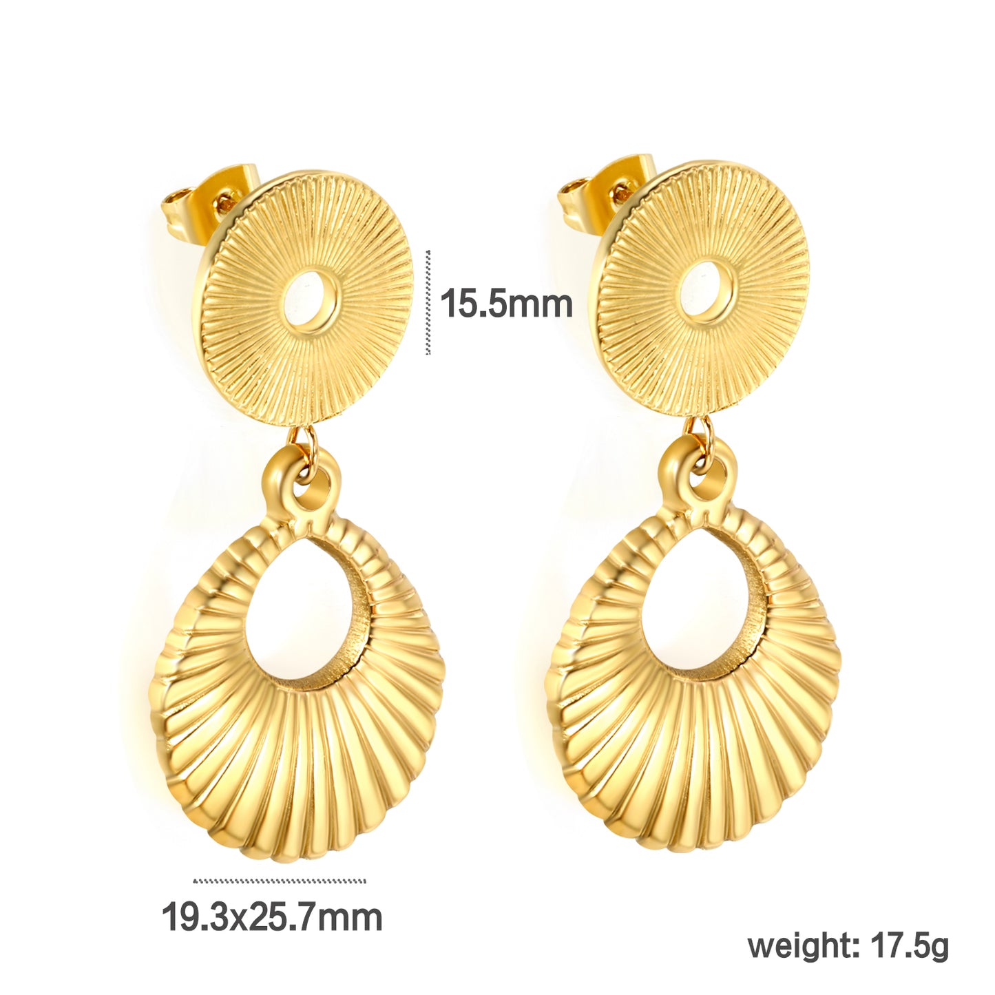 Wholesale Stainless Steel Textured Circle + Teardrop Hoop Earrings Natural Beauty