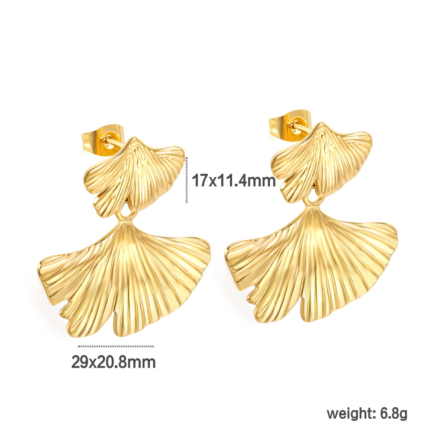 Wholesale Stainless Steel Small Scallop + Large Scallop with Textured Face Earrings