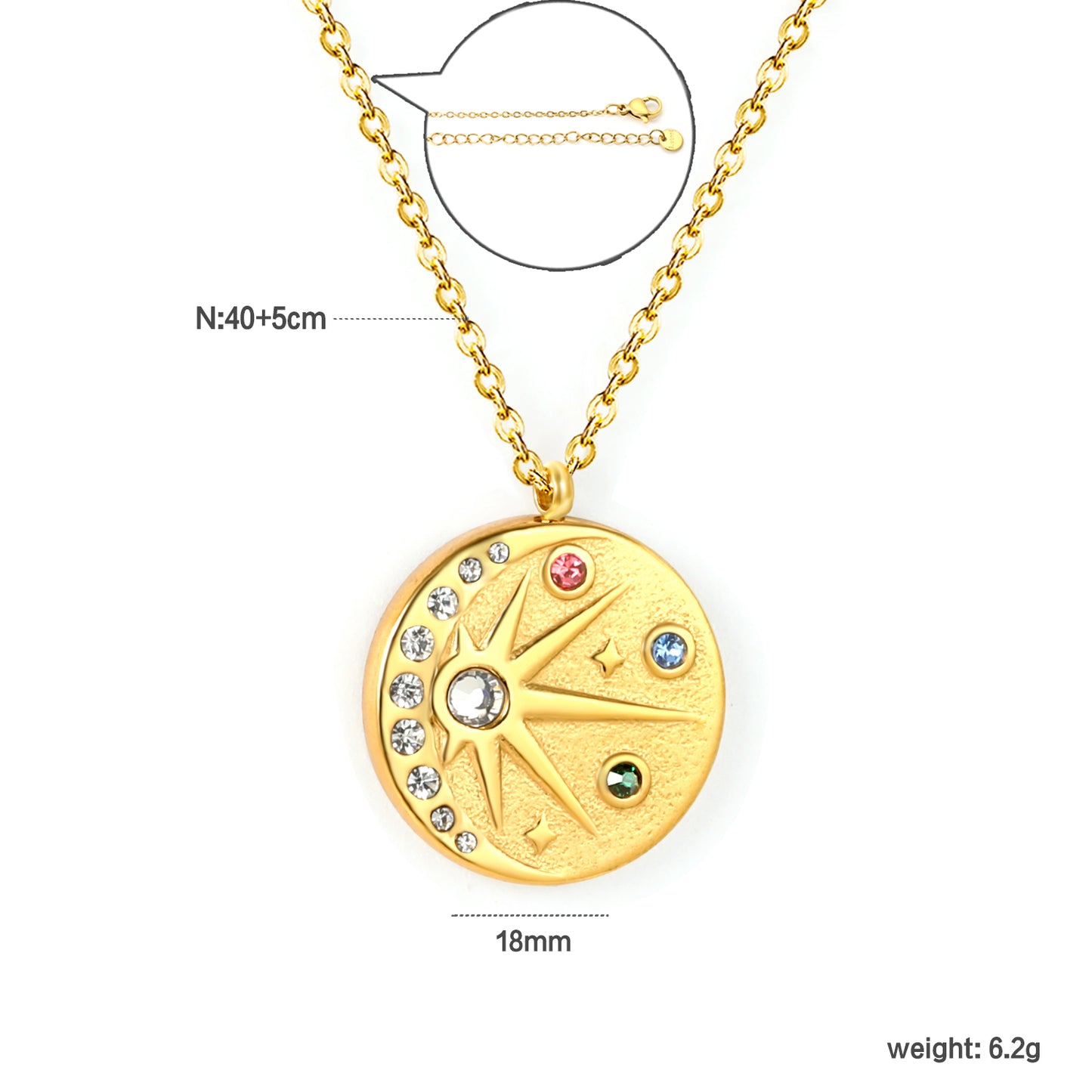 Wholesale 18K Gold Plated Sunburst Multi-Gemstone Necklace Colorful Diamonds Festival Luxury