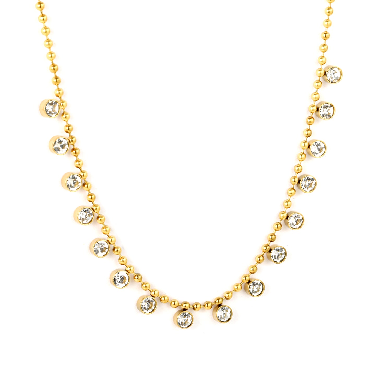 Wholesale Stainless Steel Contemporary Zircon Bead Chain Necklace