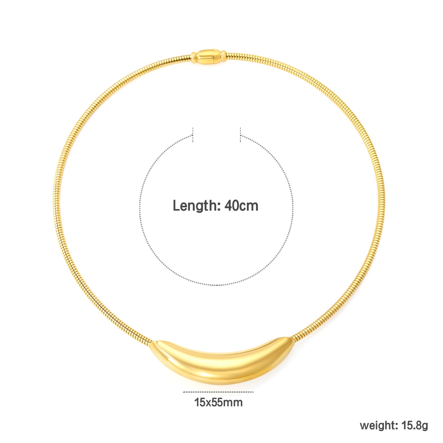 Wholesale 18K Gold Plated Wide U-Collar Necklace Contoured Design Minimalist Statement
