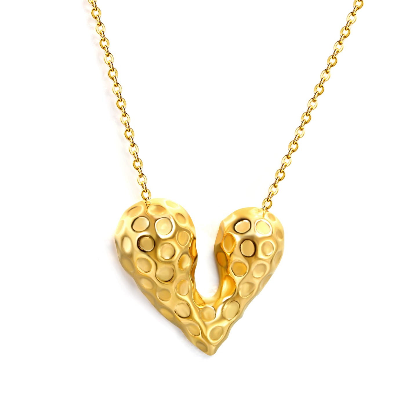Wholesale Stainless Steel Heart with Pitted Face Pendant Necklace Cross Chain