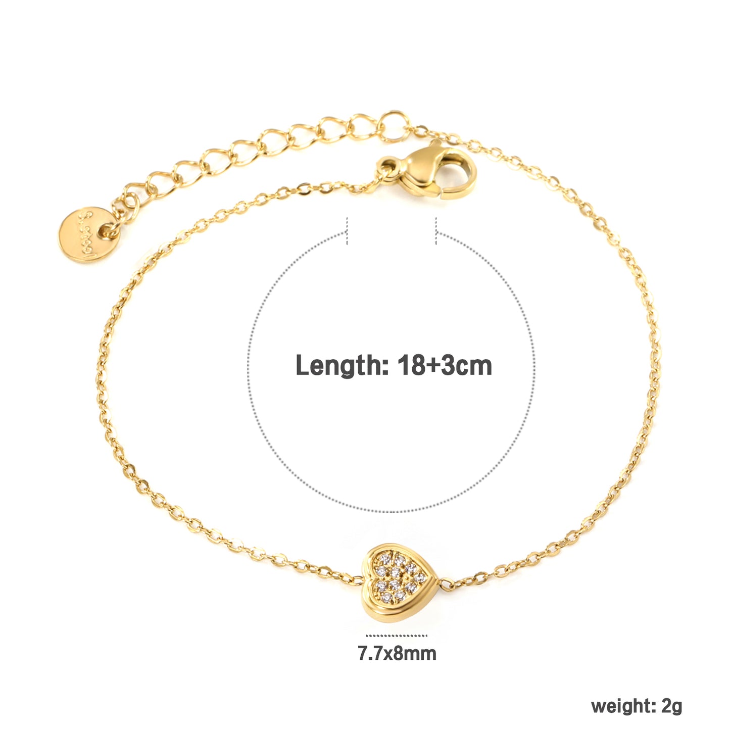 Wholesale 18K Gold Plated Textured Diamond Bracelet Circular Pendant Delicate Chain Modern Artisan Craft