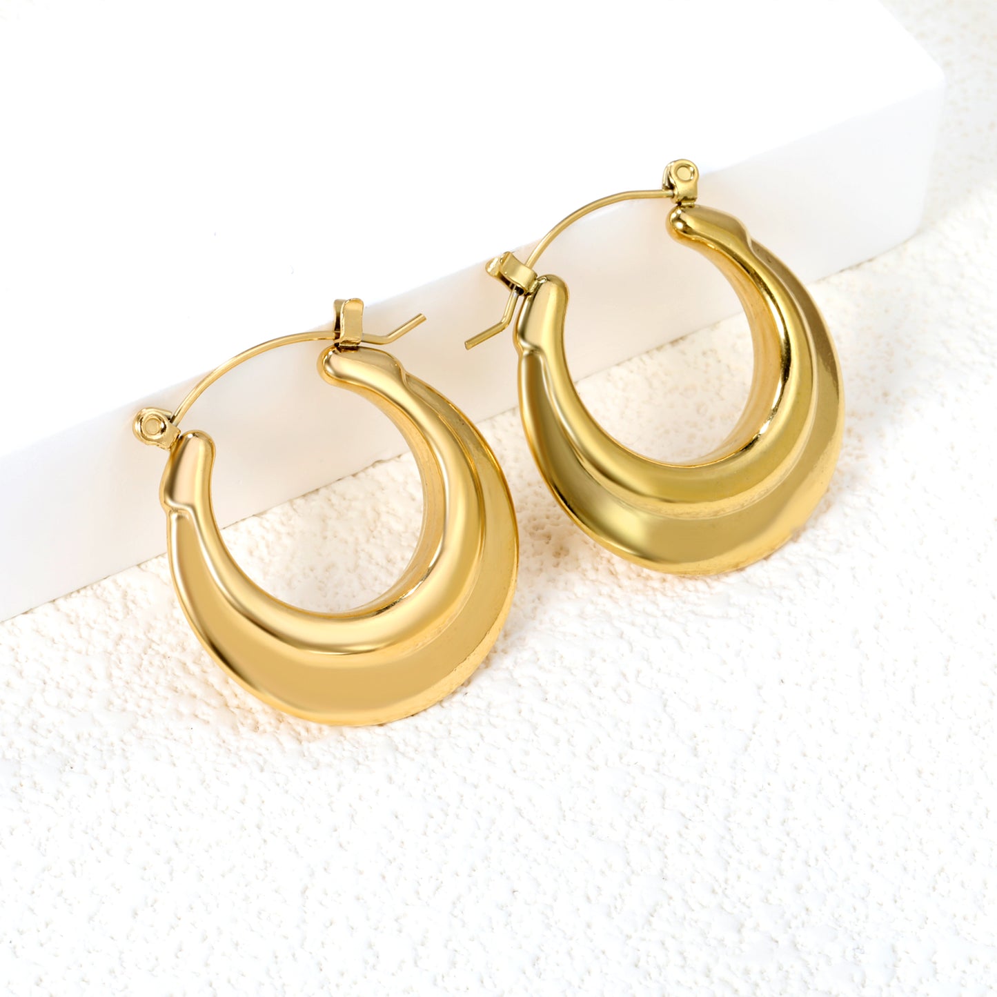 Wholesale Cool Black - Textured Gold Hoop Earrings for Retailers