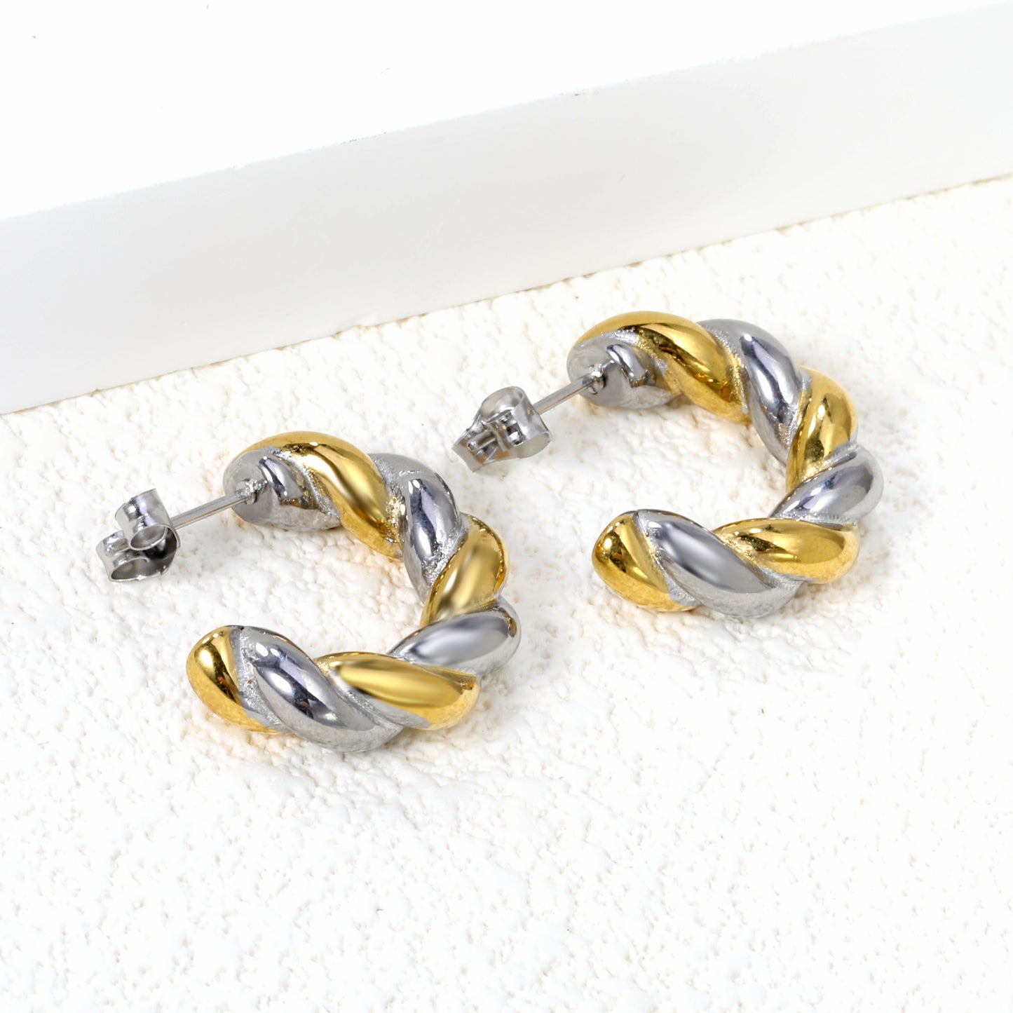 Bulk Two Tone Twisted Earrings Versatile Style