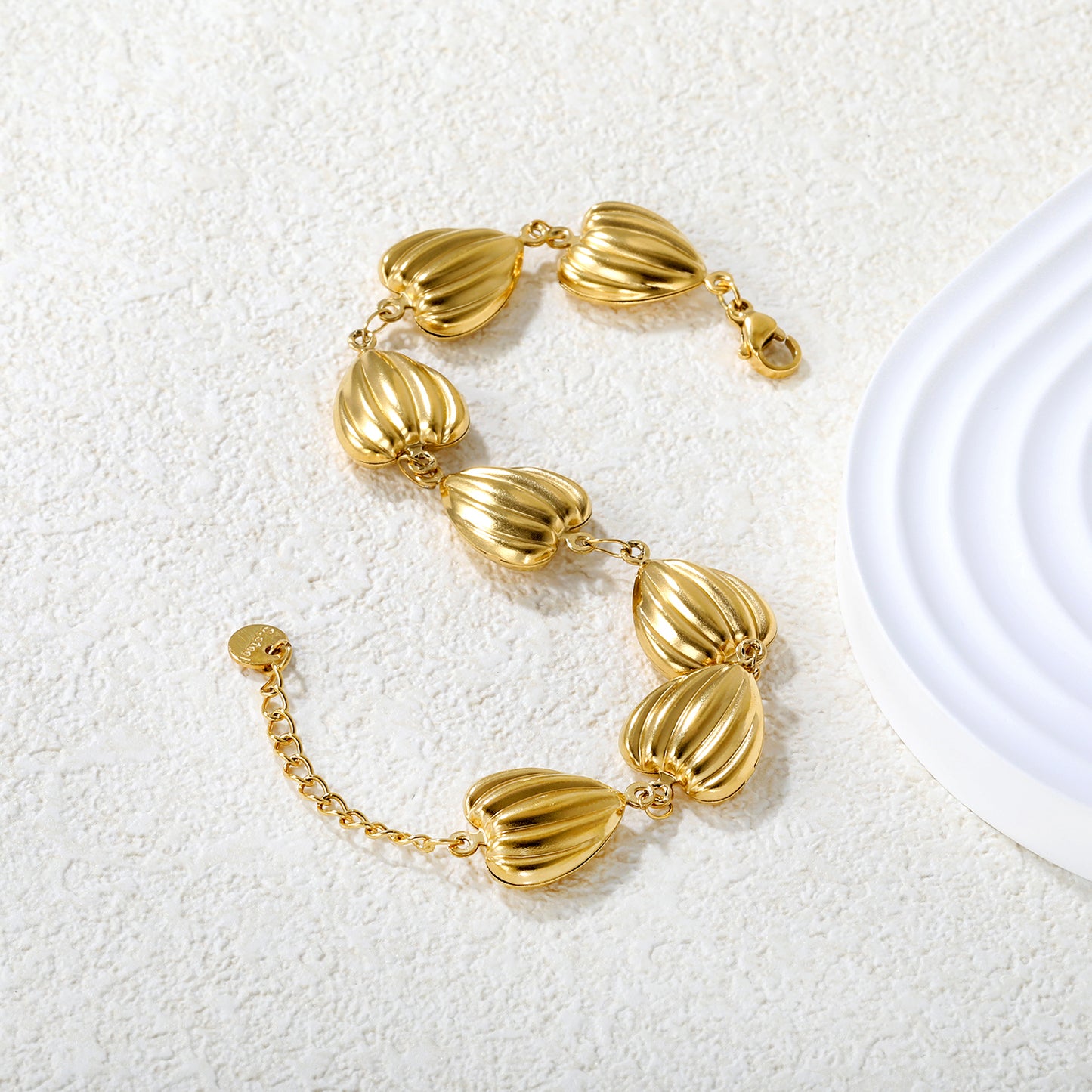 Wholesale 18K Gold Plated Lantern Bead Bracelet Vertical Fluting Vintage Industrial Light Luxury
