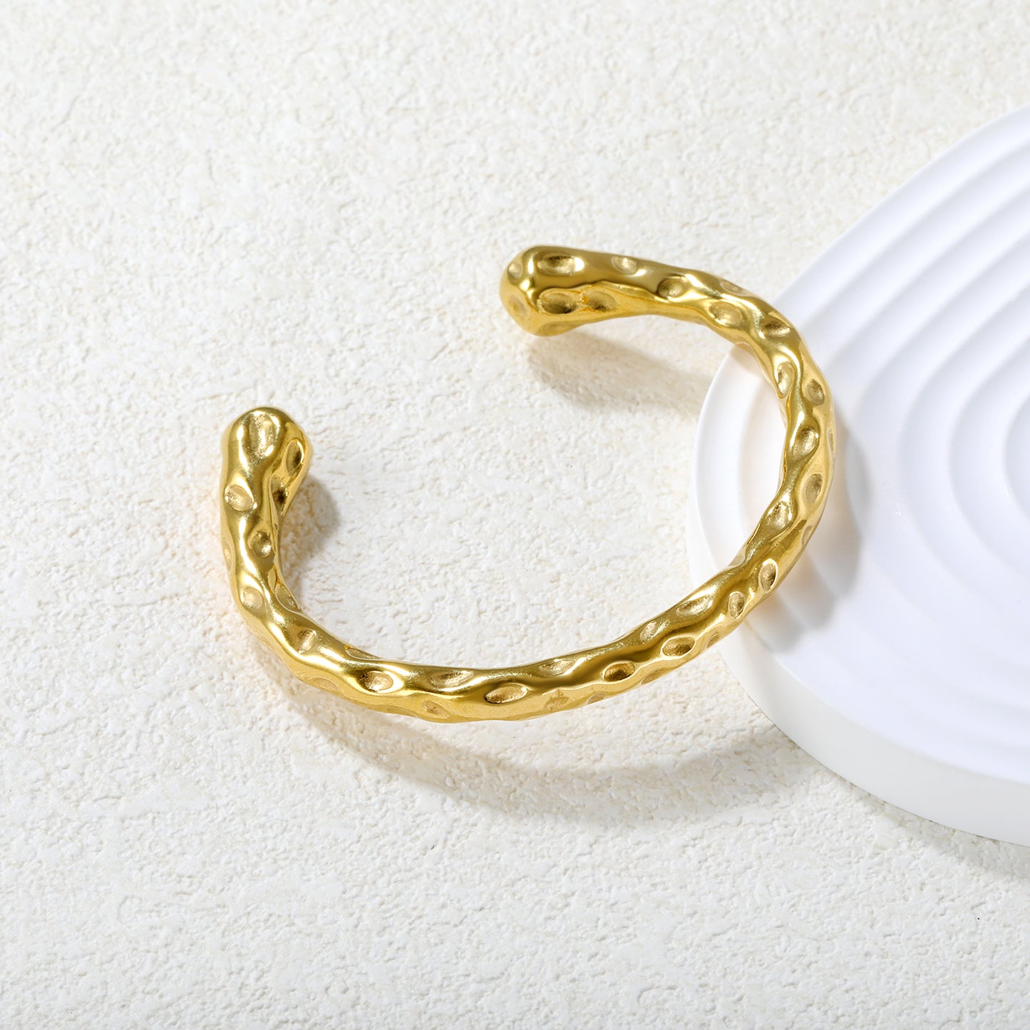 Bulk 18K Gold Plated Artisanal Hammered Drop Bangle Bracelet