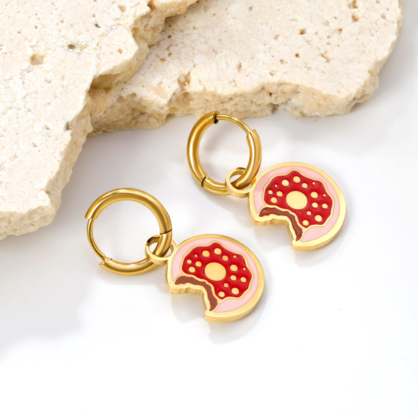 Bulk 18K Gold Donut - design Hoop Earrings SGS Certified