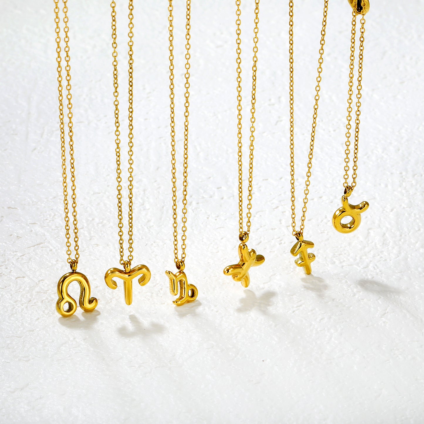 Wholesale 18K Gold Plated Zodiac Sign Necklace Astrological Symbol Pendant Delicate Chain Celestial Luxury