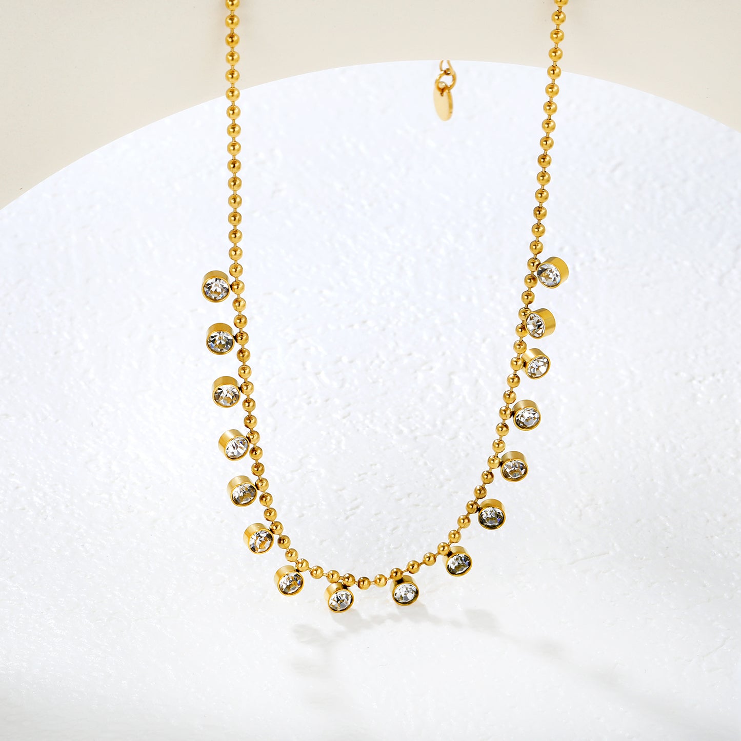 Wholesale Stainless Steel Contemporary Zircon Bead Chain Necklace