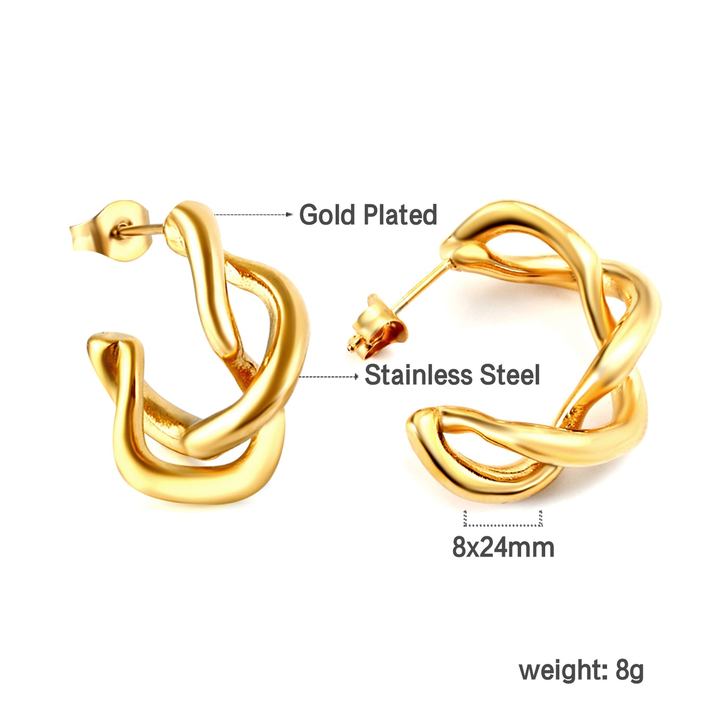 Wholesale Twisted Gold Earrings for Accessory Vendors