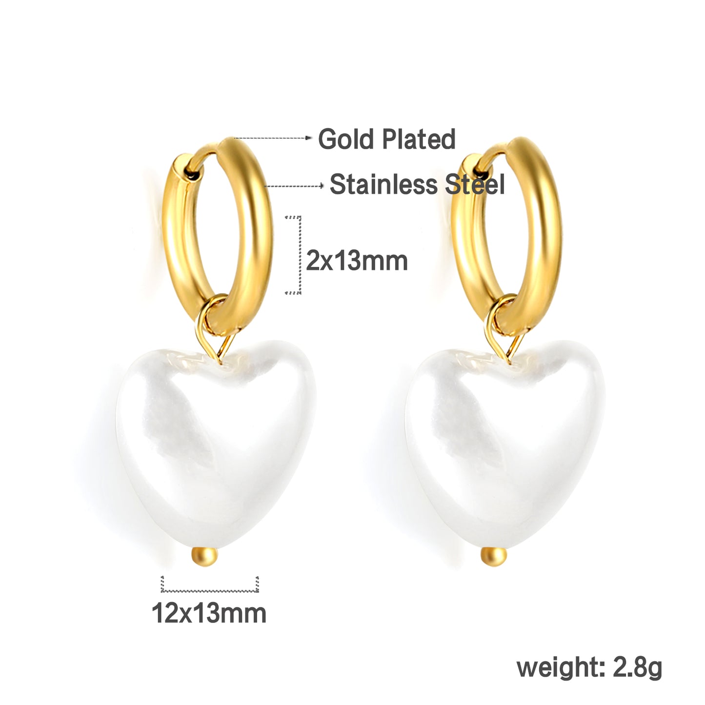 Wholesale Heart Pearl Hoop Earrings Elegant Charm