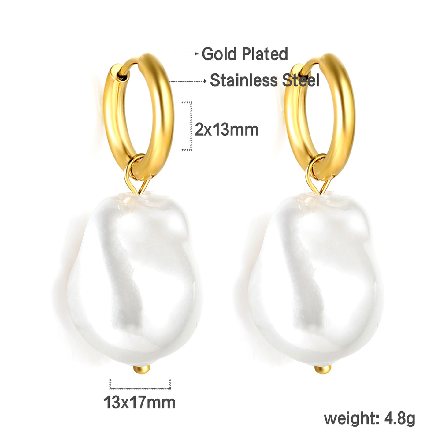 Wholesale Stainless Steel Circle with Shaped White Pearl Earrings Modern Aesthetic