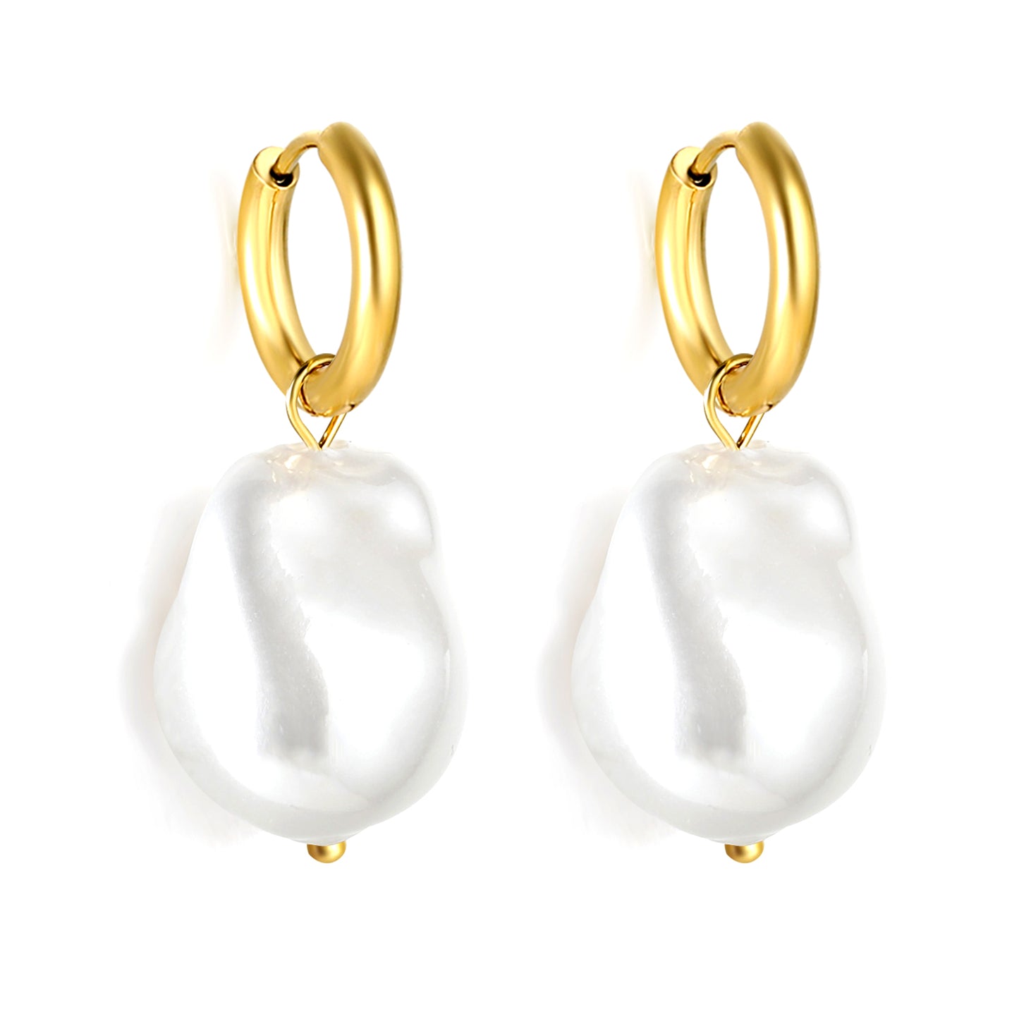Wholesale Stainless Steel Circle with Shaped White Pearl Earrings Modern Aesthetic