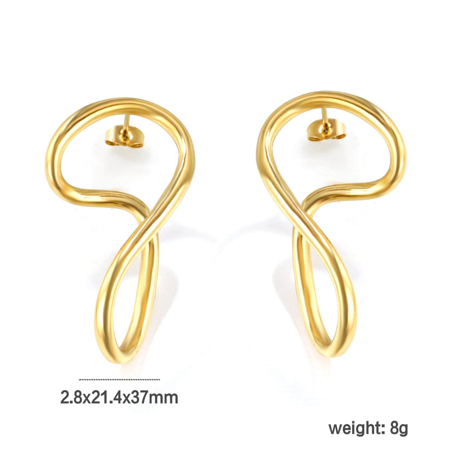 Bulk 18K Gold Spiral Design Earrings Contemporary Style