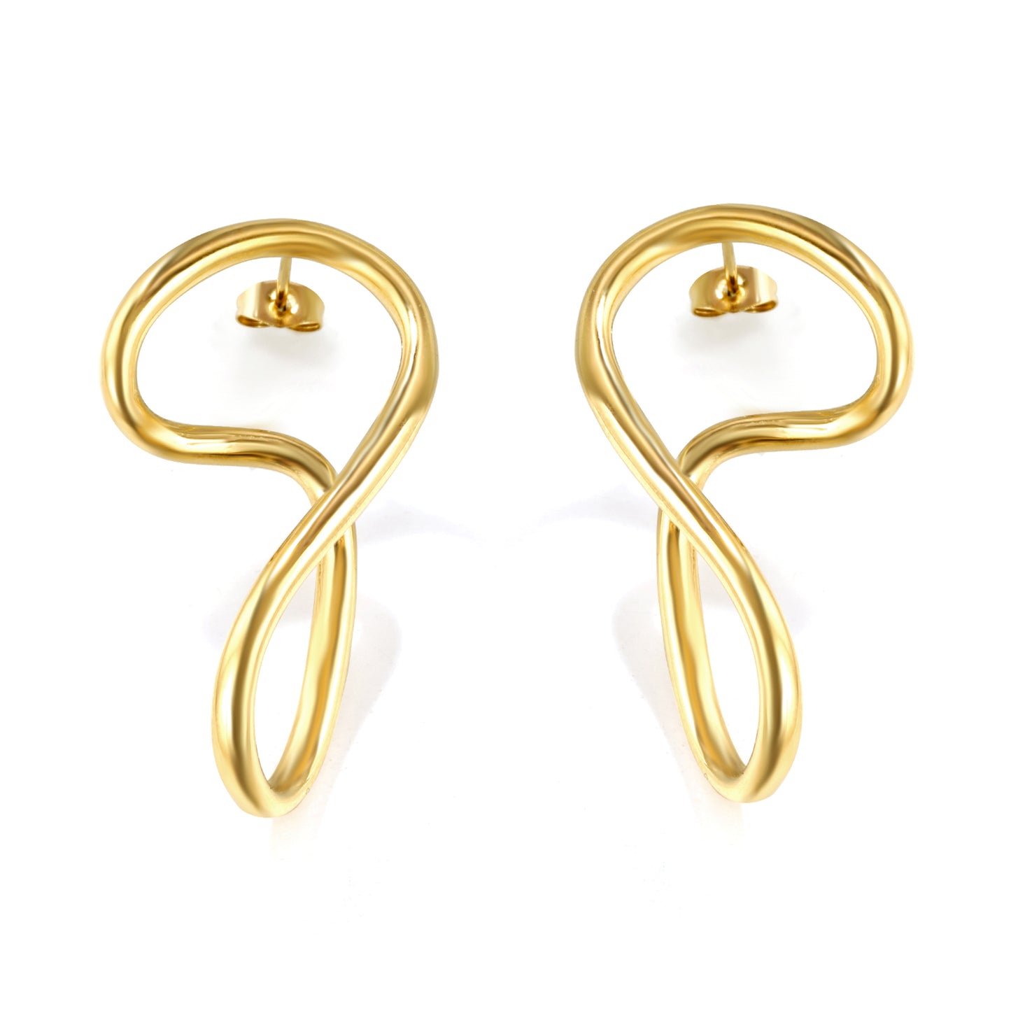 Bulk 18K Gold Spiral Design Earrings Contemporary Style