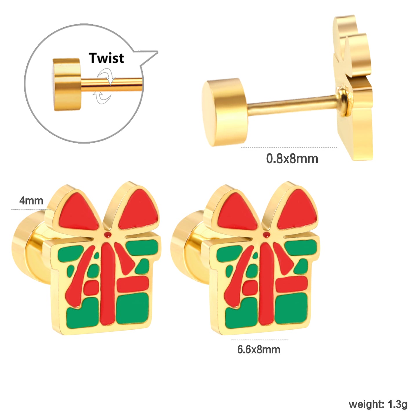 Wholesale 18K gold gift box with mixed color drop stud earrings