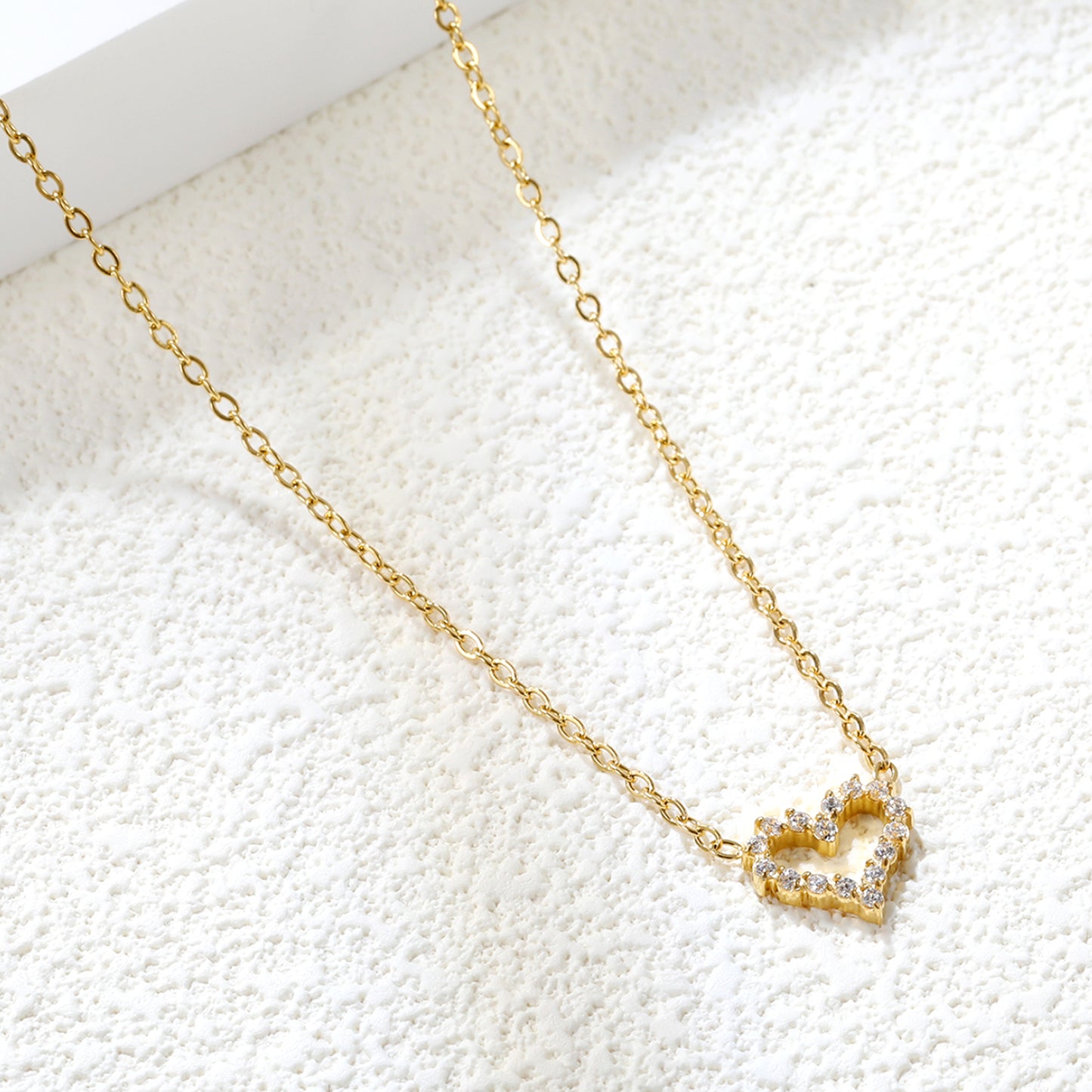 Bulk Gold Tone Heart Zircon Necklace Romantic Glow