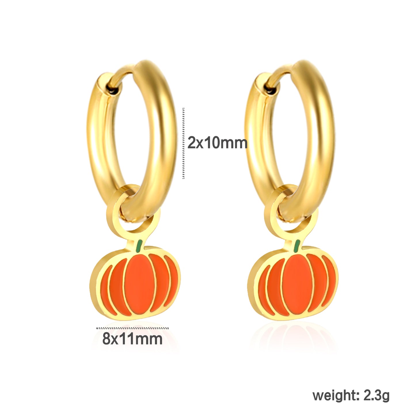 Wholesale Gold Hoop Earrings with Orange Pumpkin Charm
