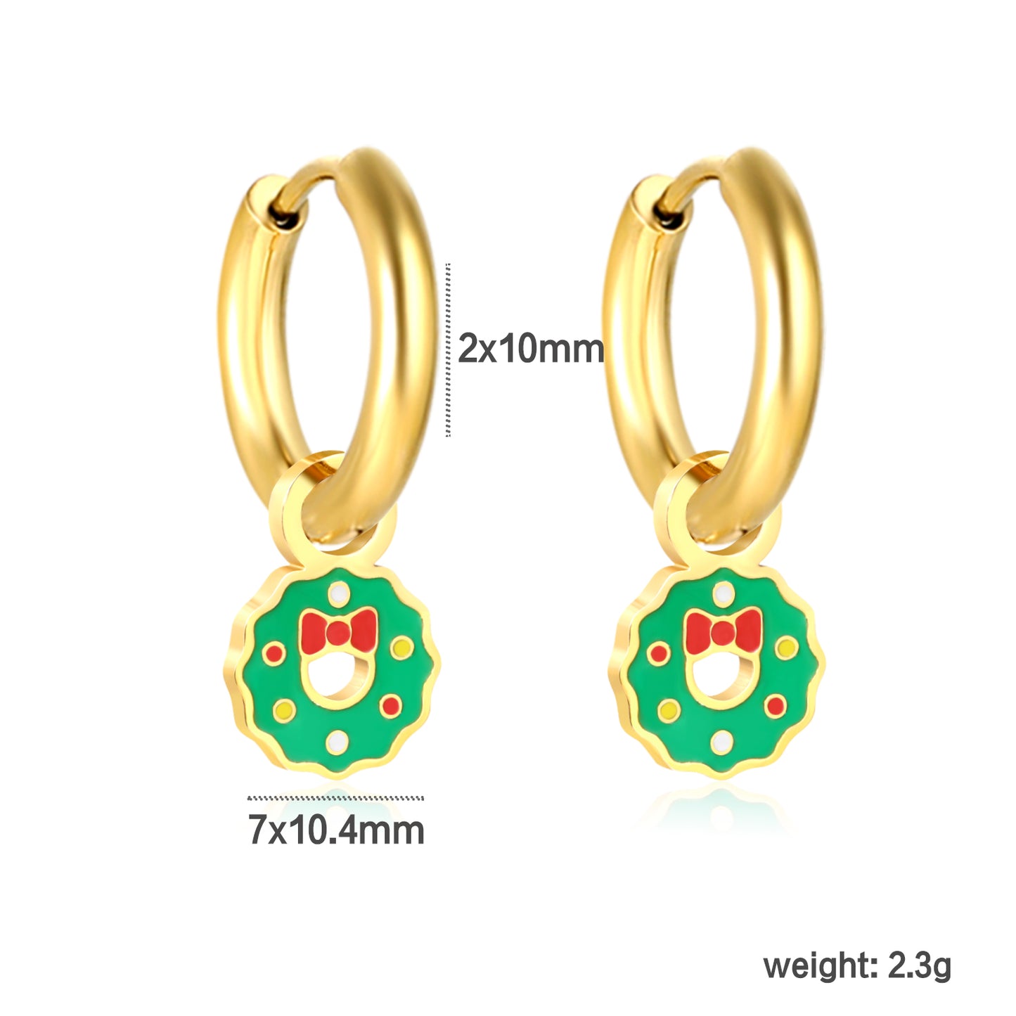 Wholesale Circle & Christmas Wreath Mixed Color Drip Earrings