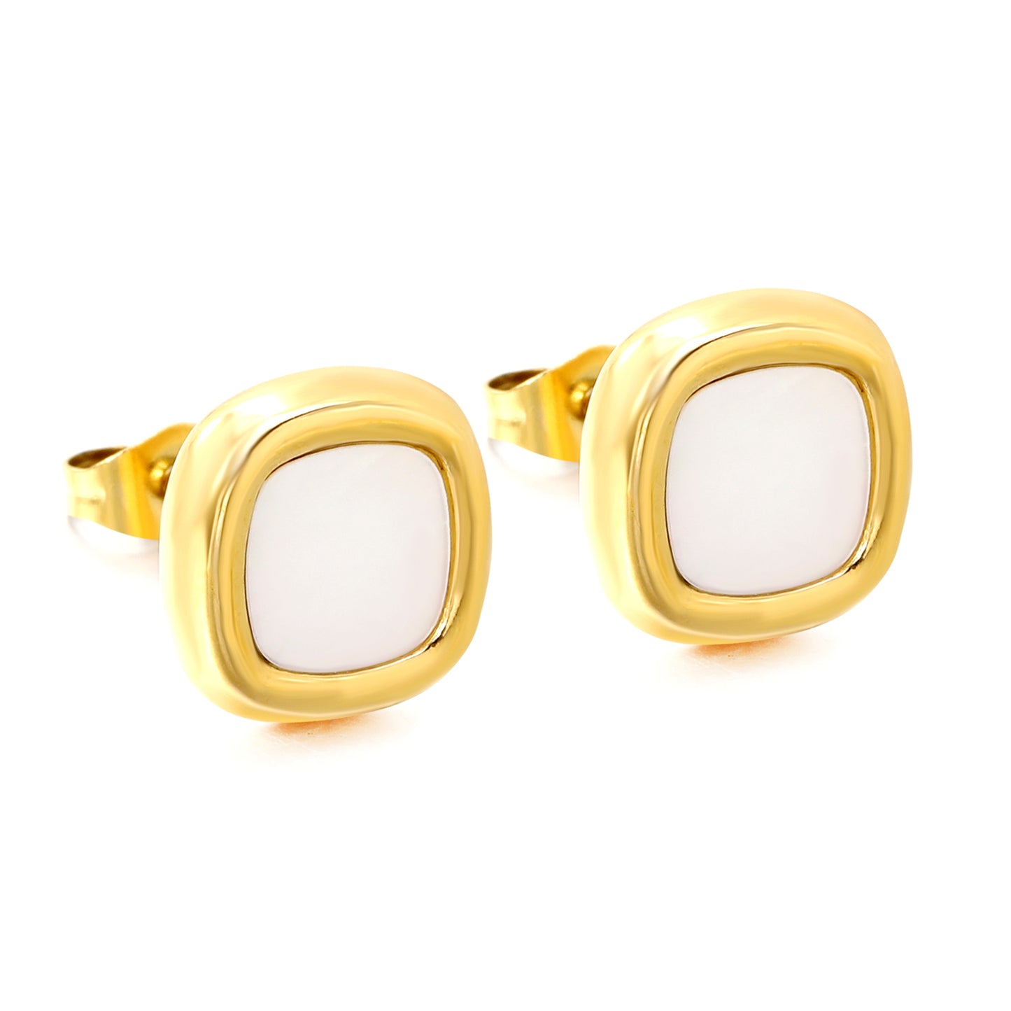 Bulk 18K Gold Square Mother Of Pearl Stud Earrings Simple & Elegant