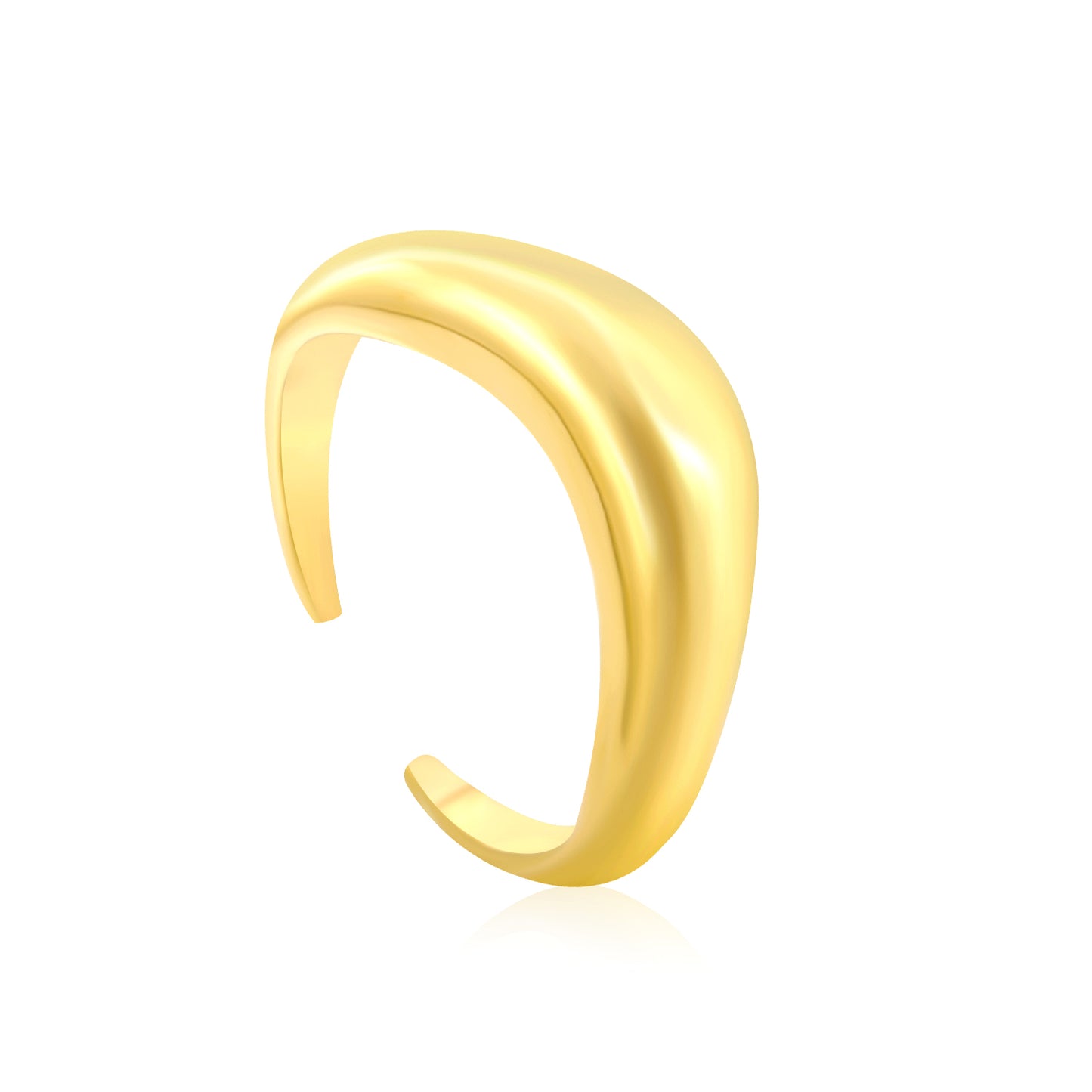 Wholesale Smooth Curved Open 18K Gold Stainless Steel Ring