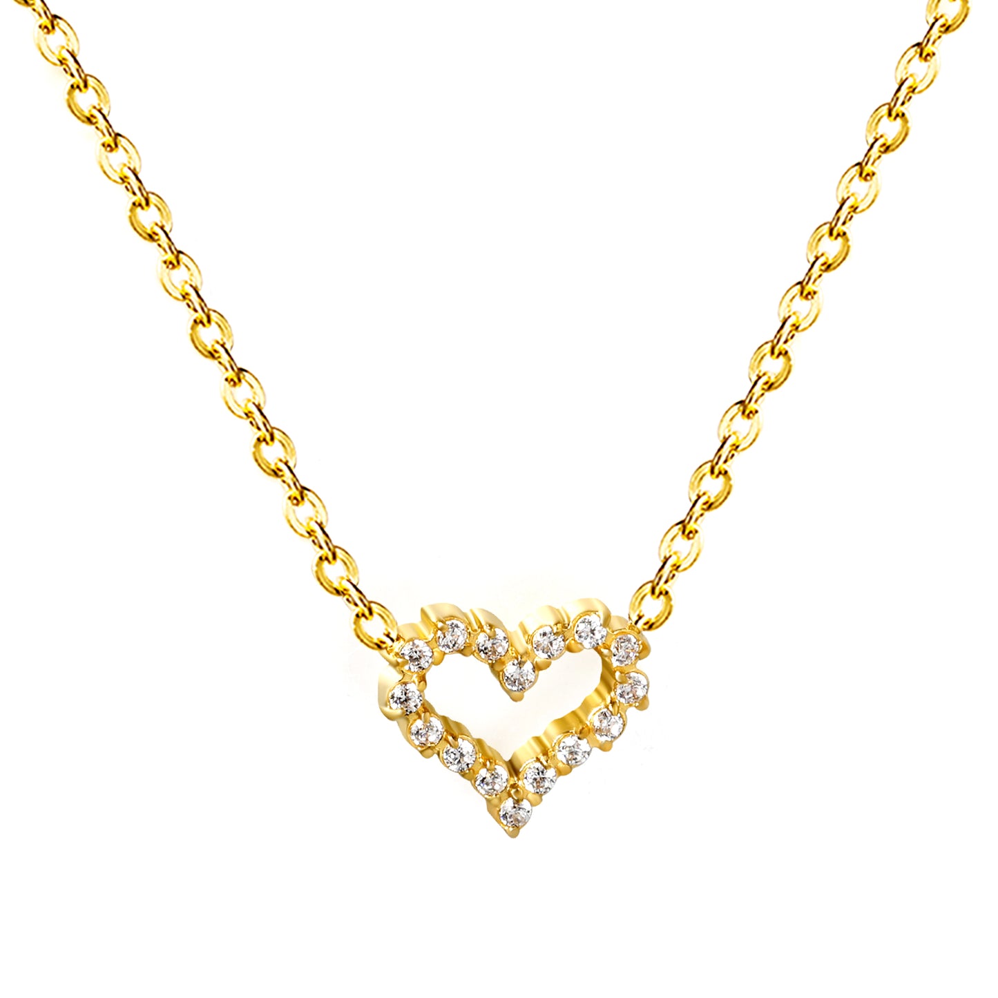 Bulk Gold Tone Heart Zircon Necklace Romantic Glow