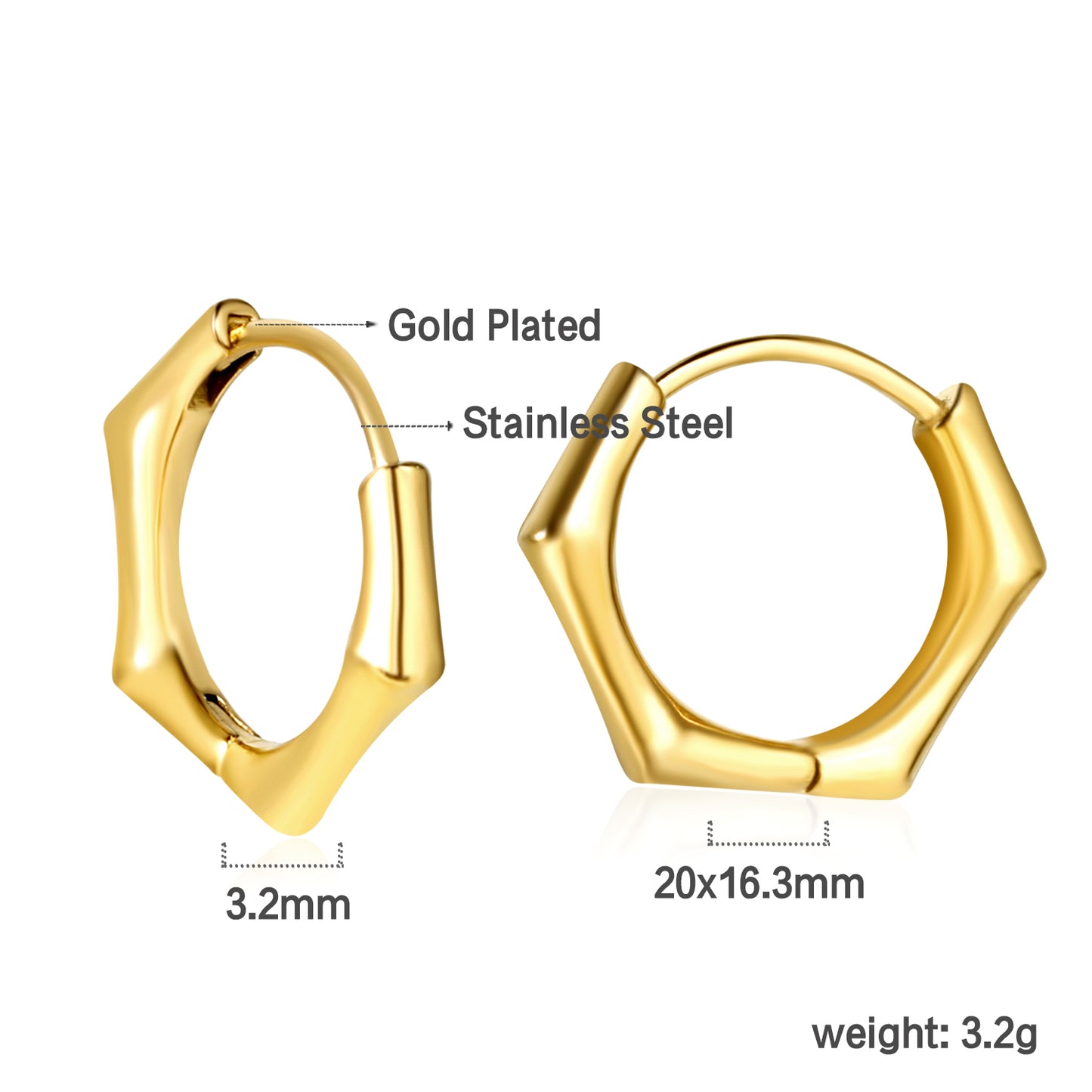 Wholesale Geometric Polygon Gold Hoop Earrings for Jewelry Retailers