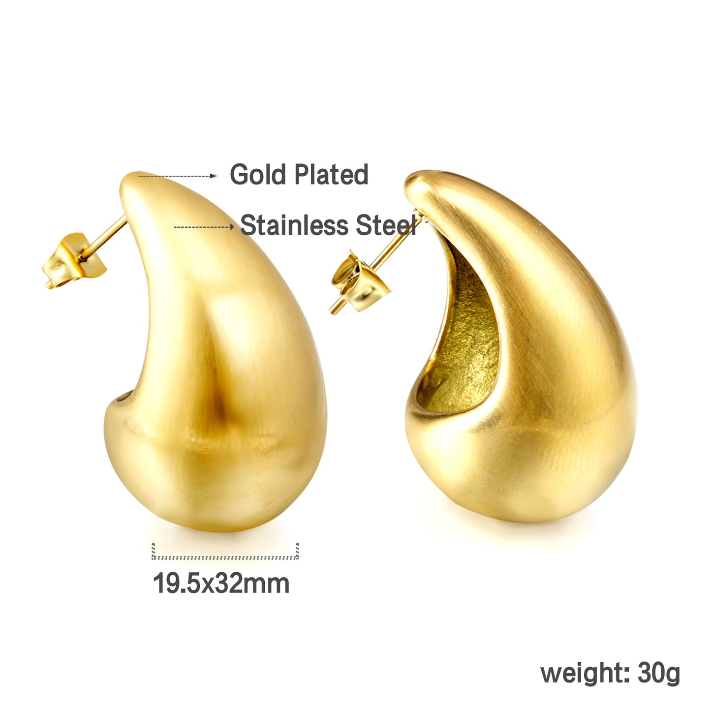 Bulk Teardrop Gold Earrings Streamlined Design