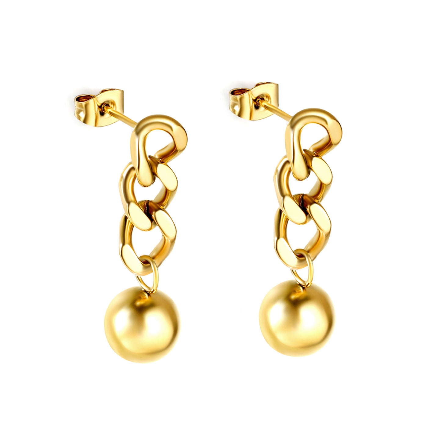 Bulk 18K Gold Chain Ball Earrings Contemporary Edge