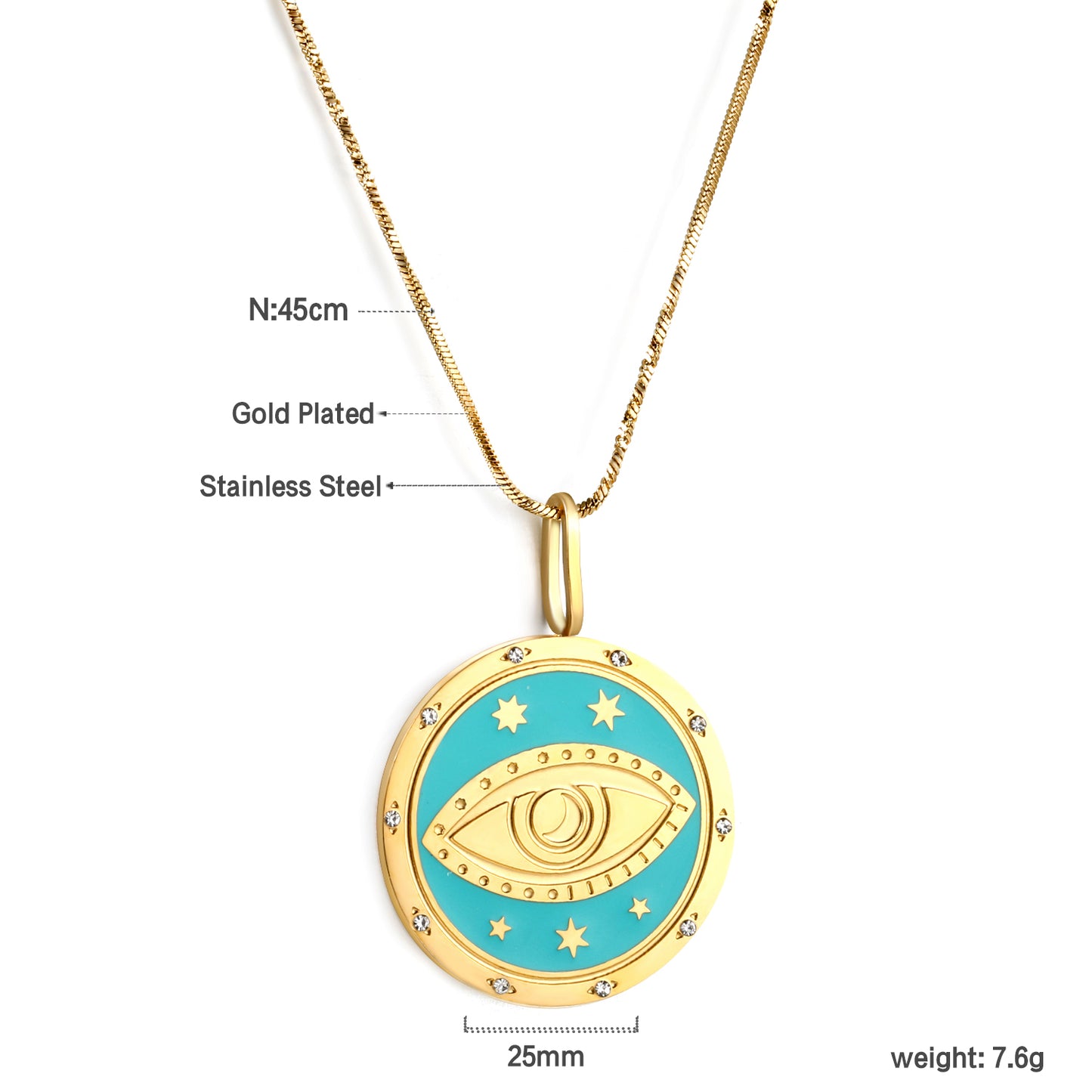 Bulk Blue Eye patterned Necklace Mysterious Fashion Style