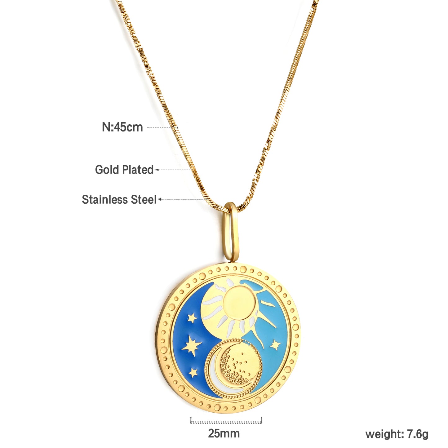 Wholesale Gold Tone Moon Ring Necklace Lunar Elegance