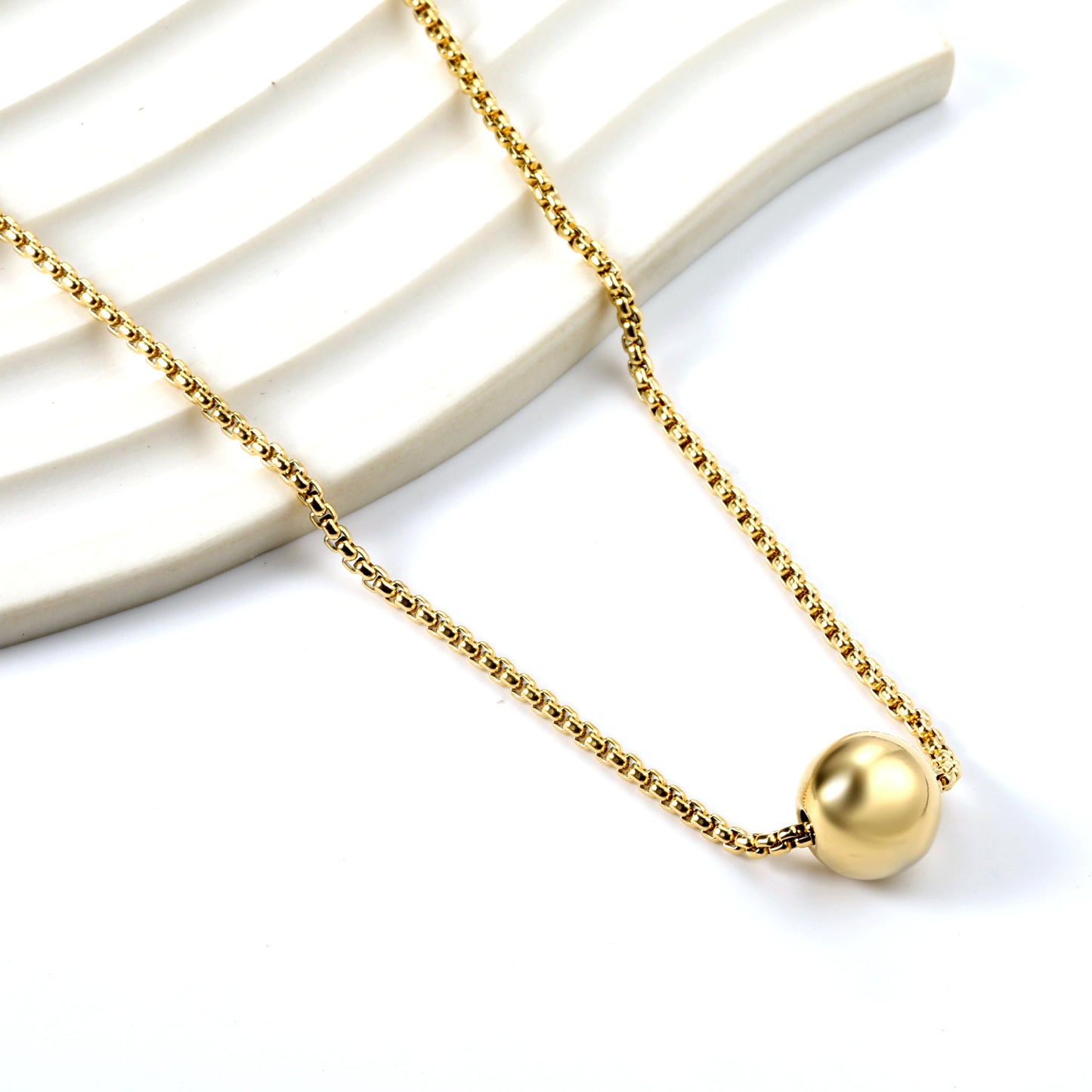 Bulk Stainless Steel Bead Pendant Necklace