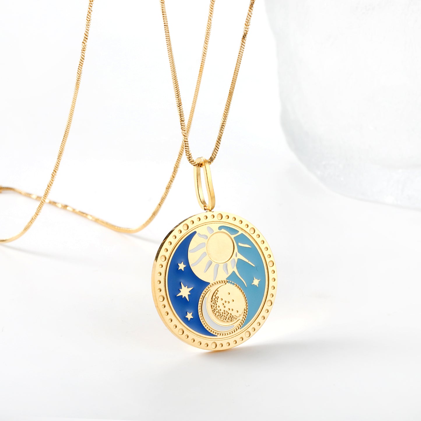 Wholesale Gold Tone Moon Ring Necklace Lunar Elegance