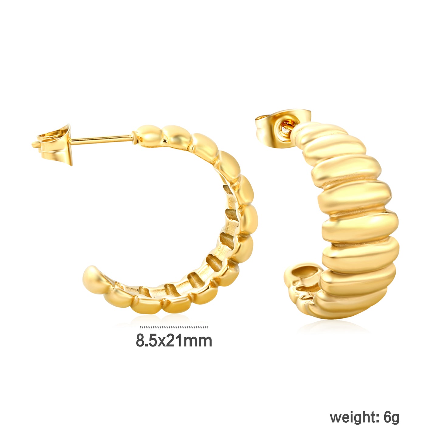 Wholesale 18K Gold Plated Wide Spiral Hoop Earrings Textured Coil Industrial Vintage
