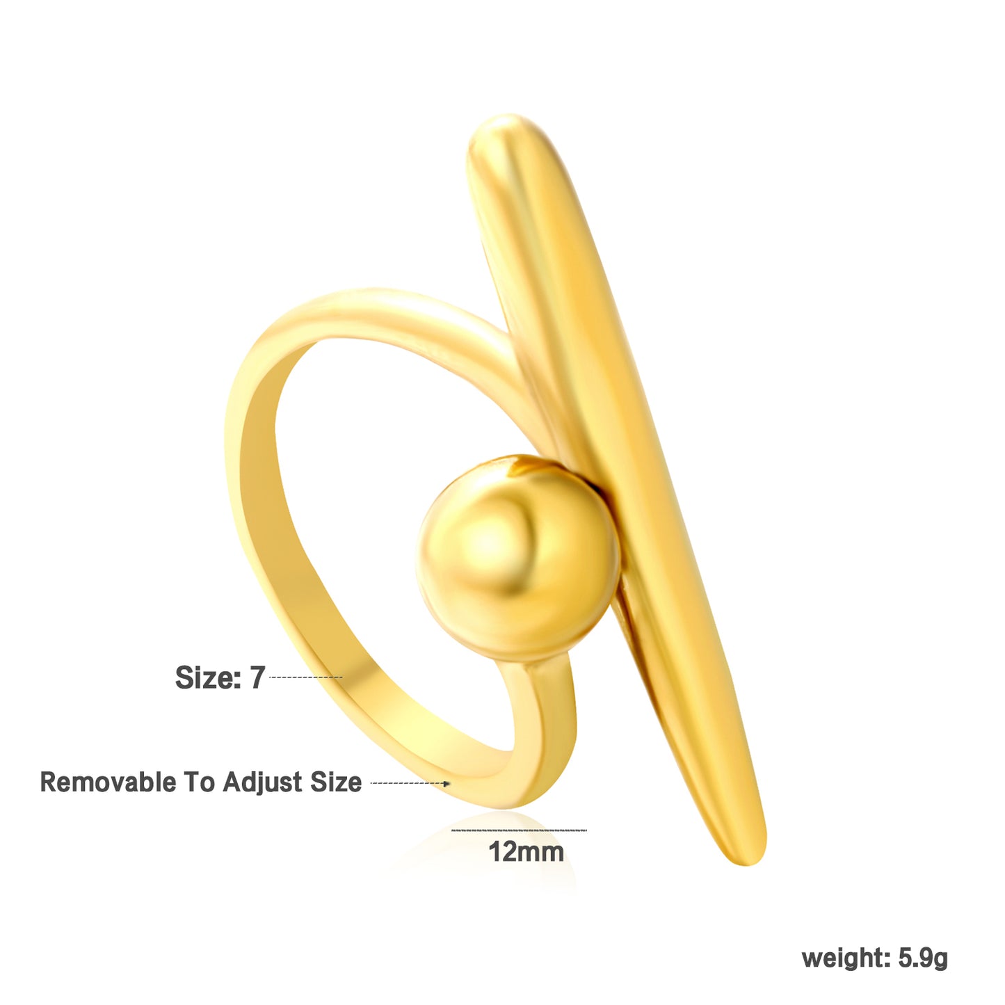 Wholesale 18K Gold Plated Linear Sphere Ring Geometric Architecture Open Band Futuristic Minimalist