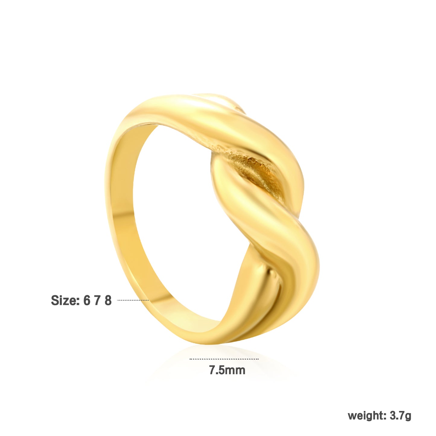 Wholesale 18K Gold Plated Woven Knot Ring Textured Weave Artisan Detail Light Luxury