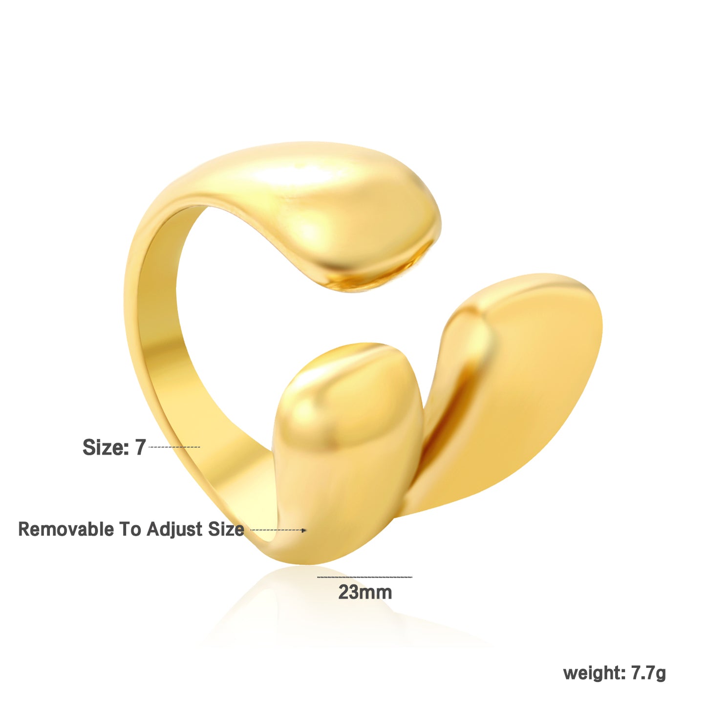 Wholesale 18K Gold Plated Multi-Drop Ring Organic Cluster Open Band Fluid Minimalist