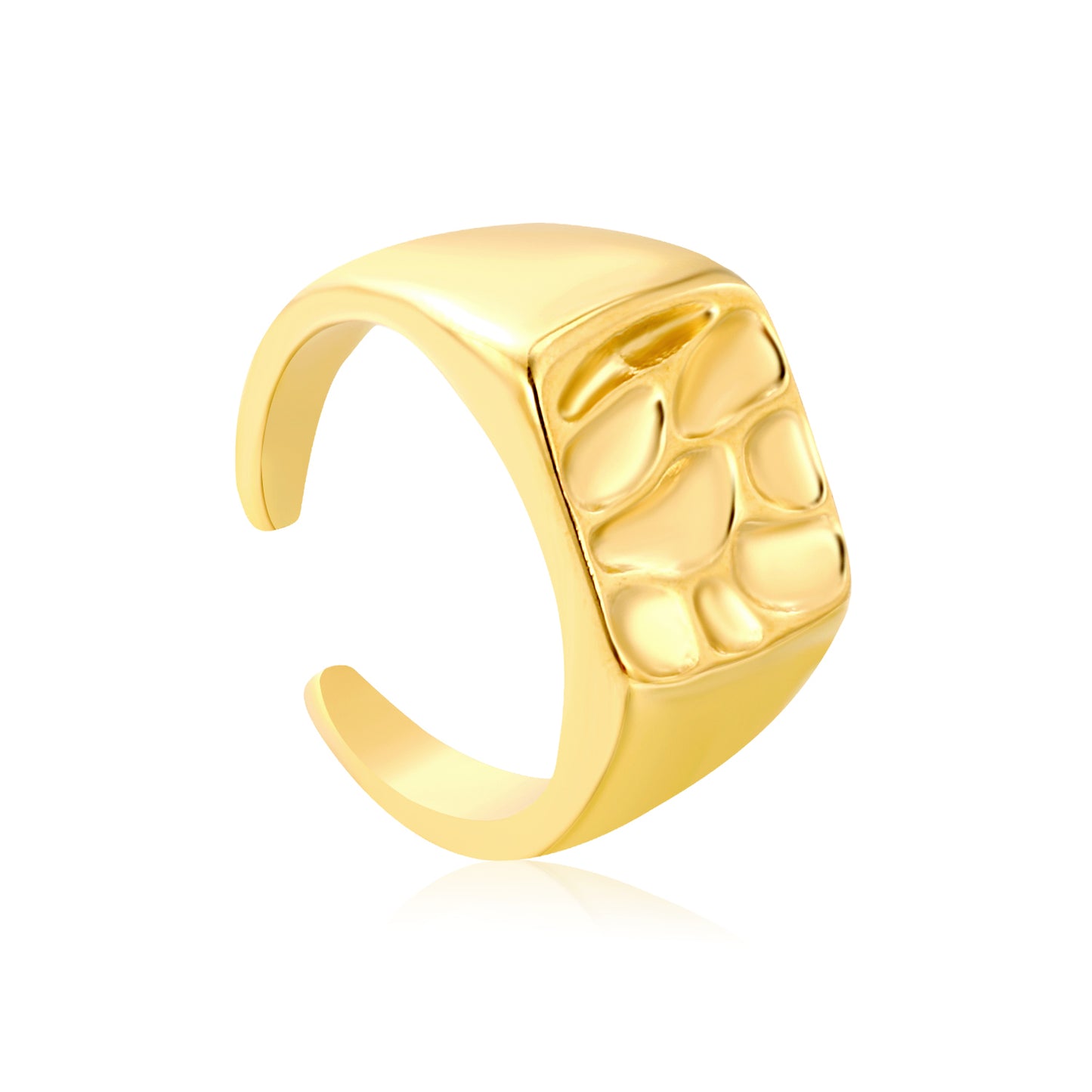 Wholesale 18K Gold Plated Diamond Quilt Ring Precision Texture Open Band Industrial Luxury