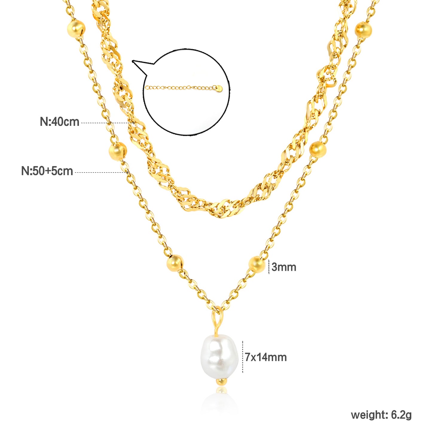 Wholesale 18K Gold Plated Multi-Layer Pearl Necklace Mixed Chains Natural Elegance Luxury