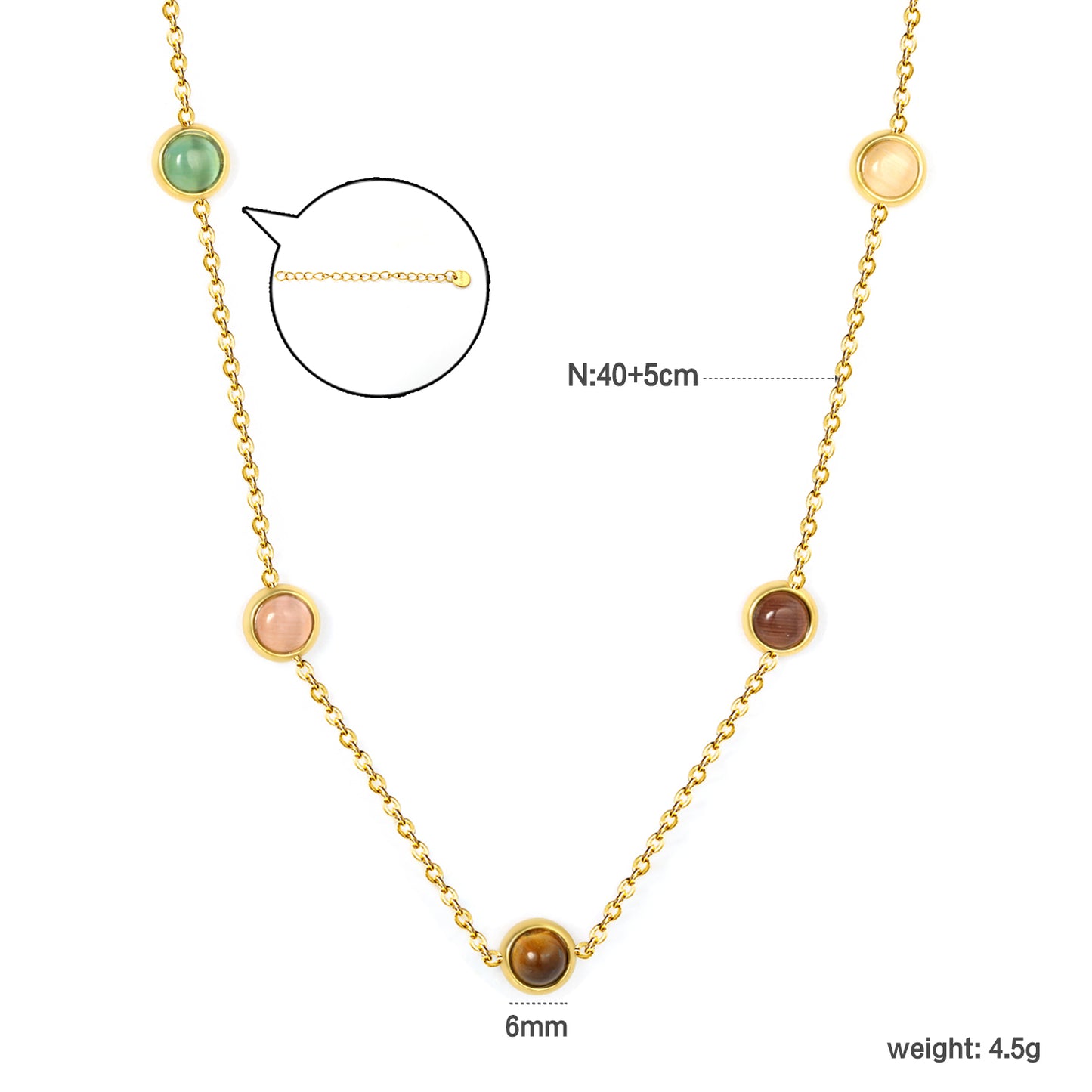 Wholesale 18K Gold Plated Multi-Gemstone Necklace Colorful Bead Accents Festival Luxury