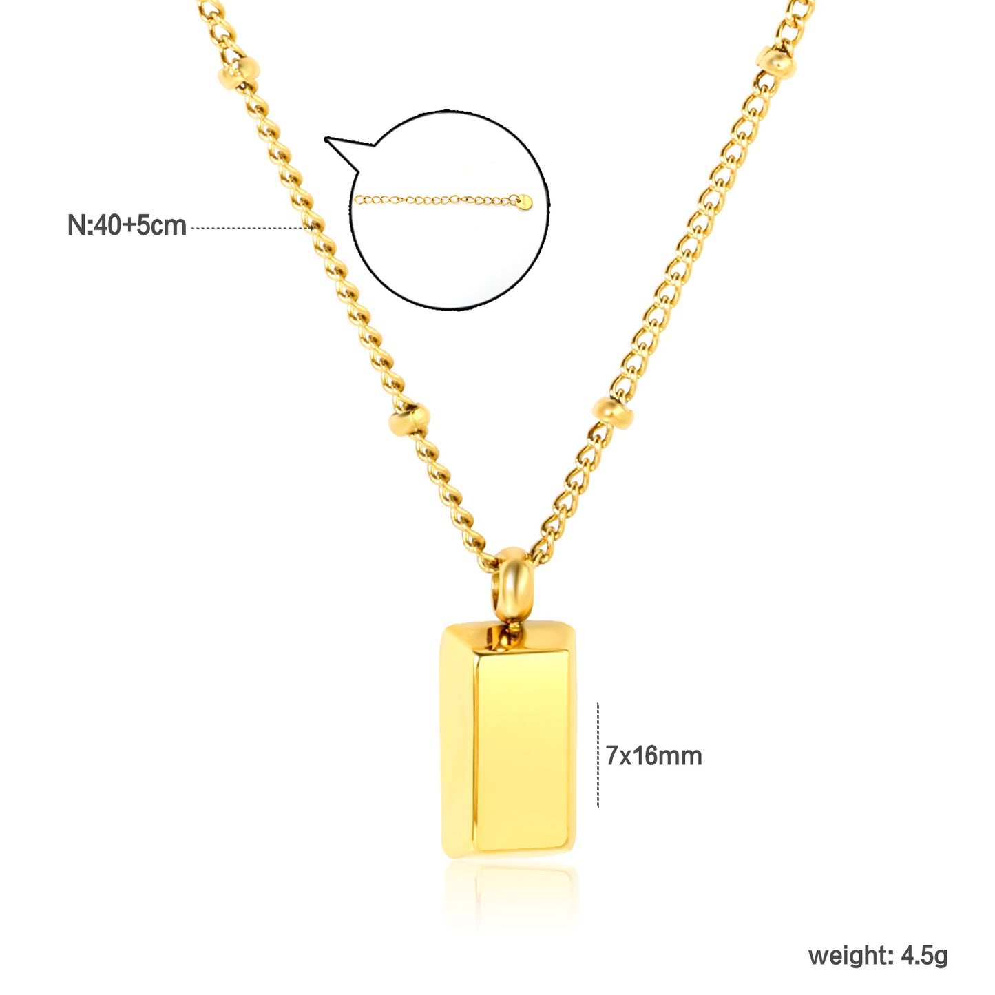 Wholesale 18K Gold Plated Square Bar Pendant Necklace Minimalist Geometry Light Luxury
