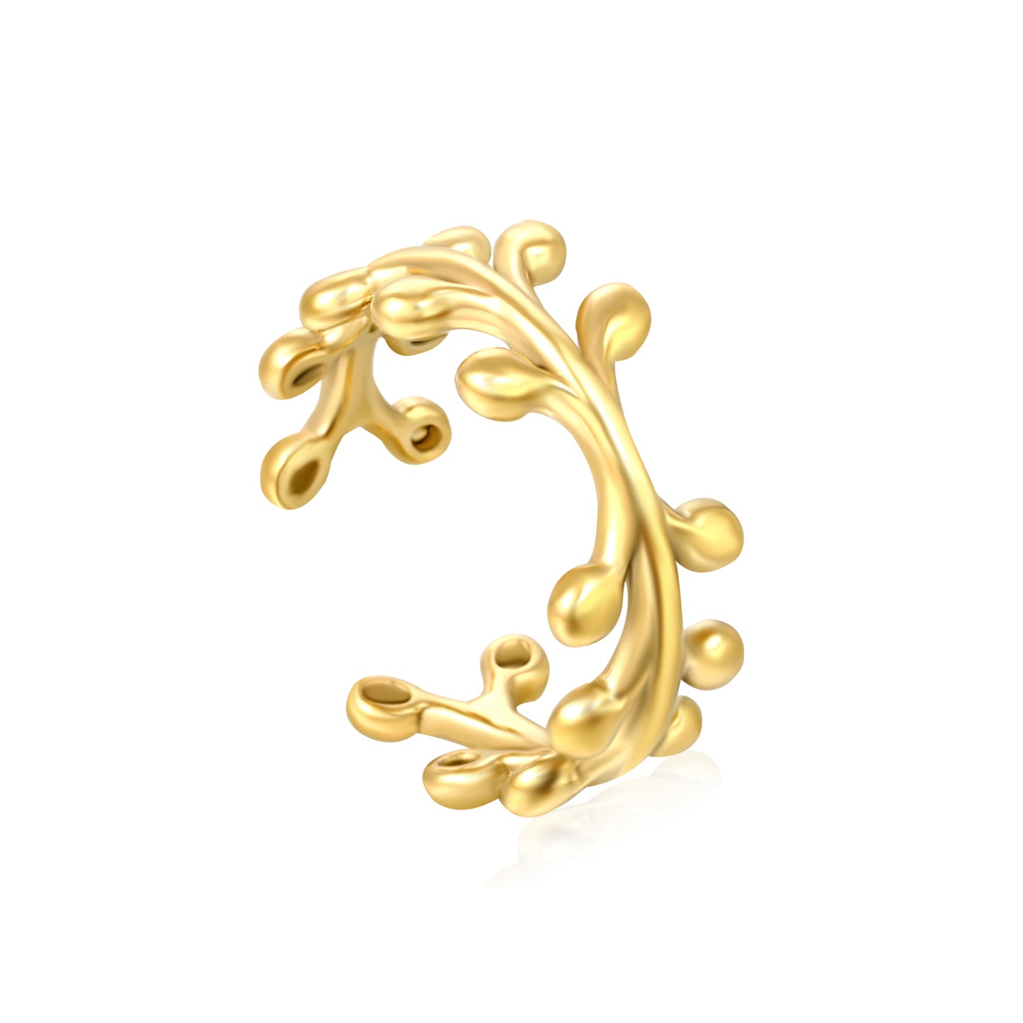 Wholesale bud-shaped open 18K gold stainless steel ring