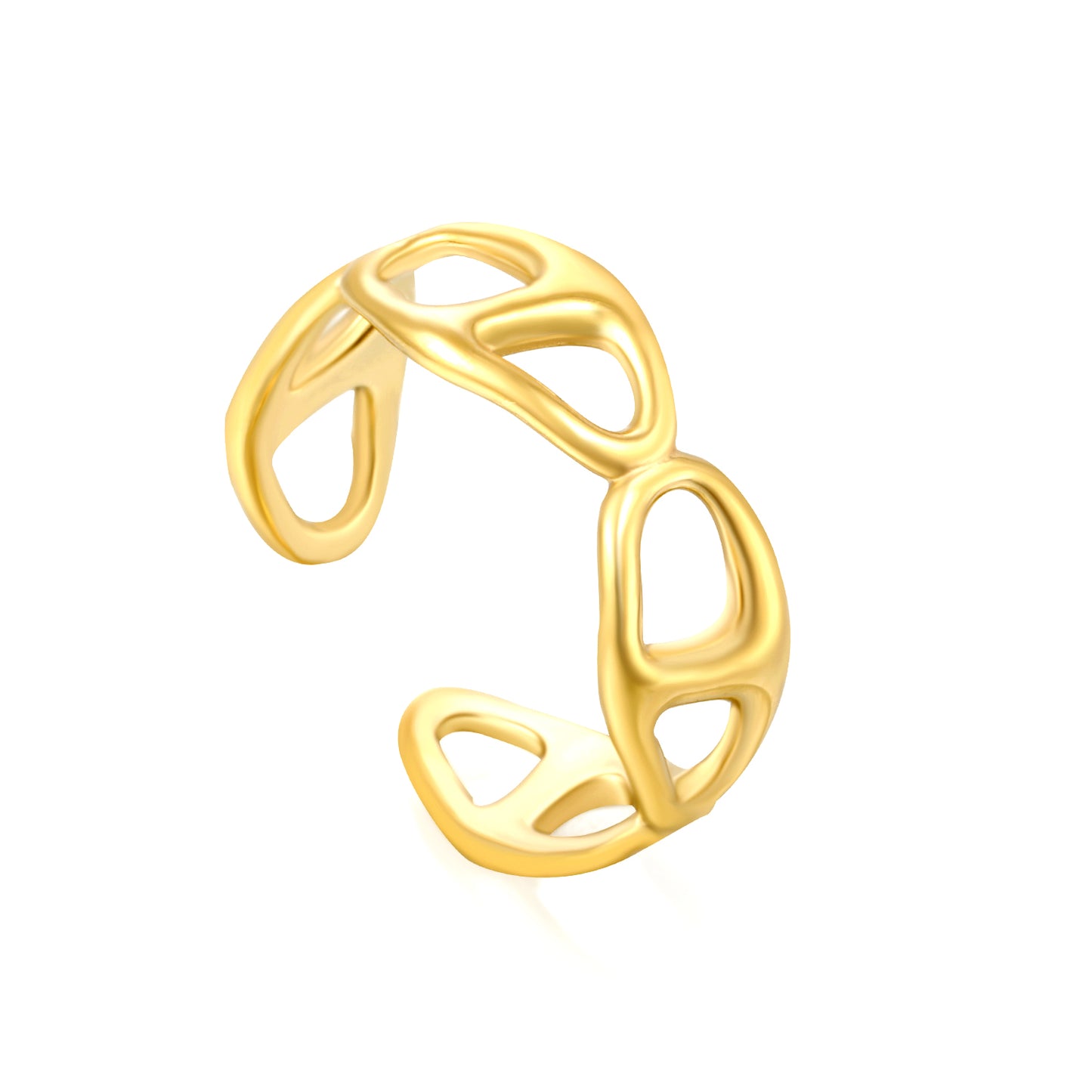 Wholesale Hollowed-Out Geometric Open 18K Gold Stainless Steel Ring