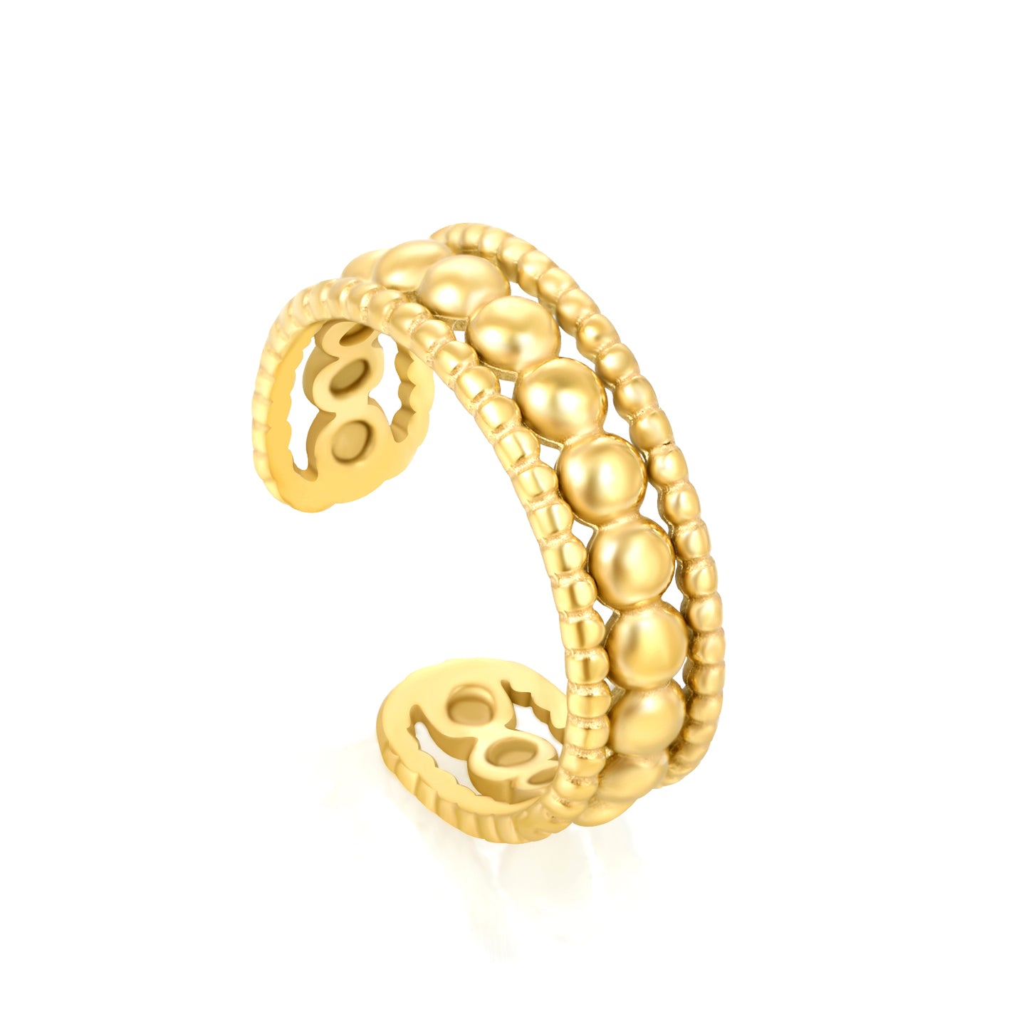 Wholesale Bead-Spliced Openwork 18K Gold Stainless Steel Ring