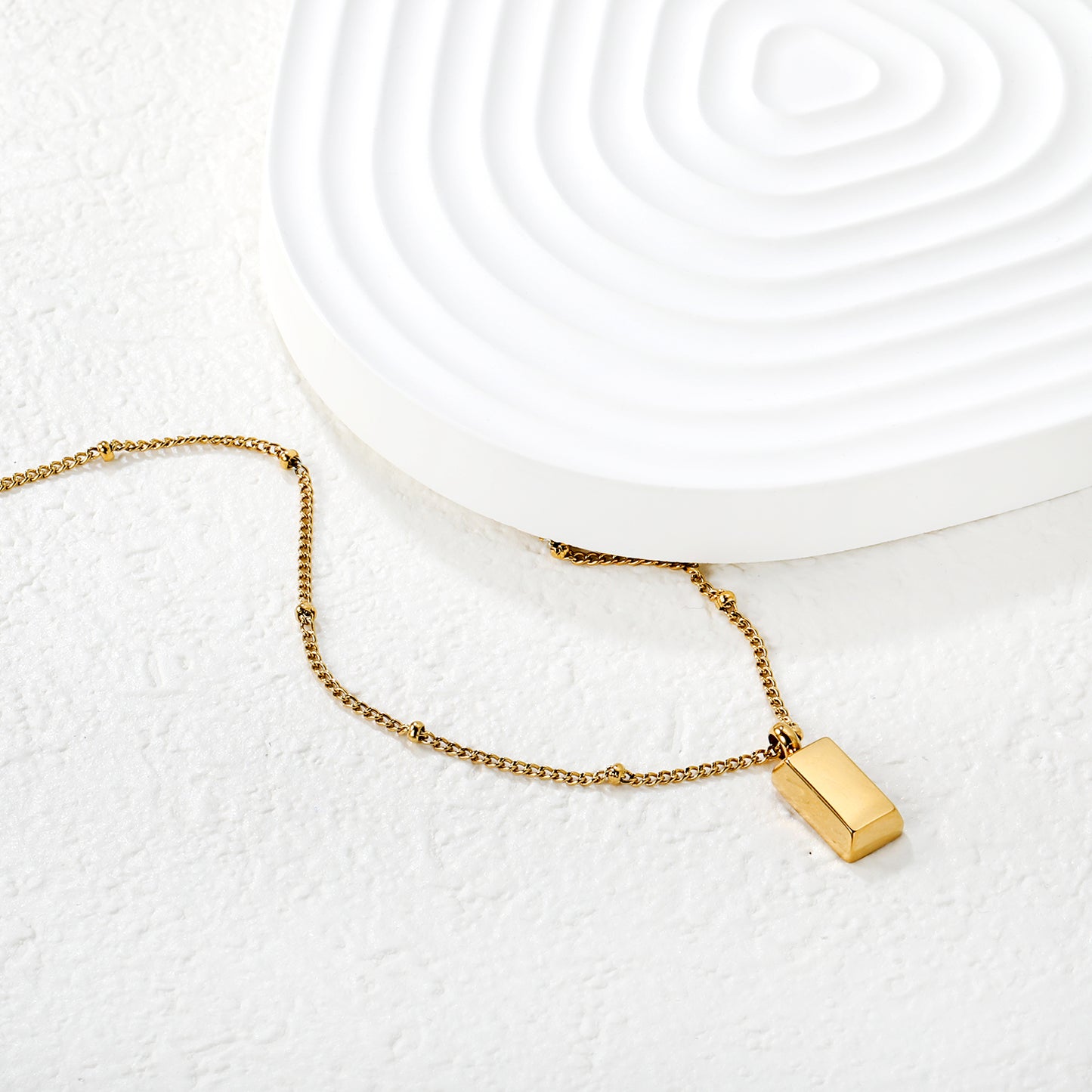 Wholesale 18K Gold Plated Square Bar Pendant Necklace Minimalist Geometry Light Luxury